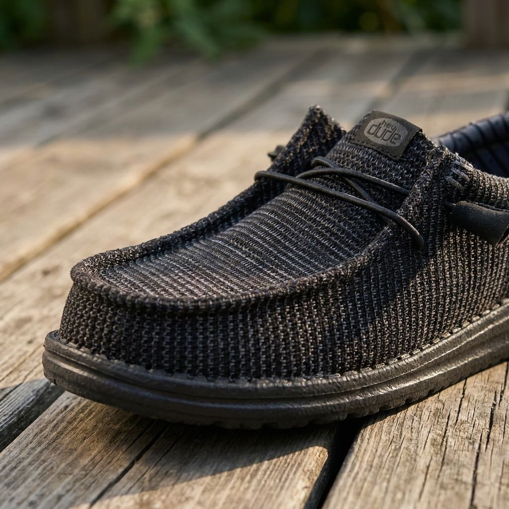 HEY DUDE Wally Stretch Sox - Chaussures de bateau Homme noir Photo 5