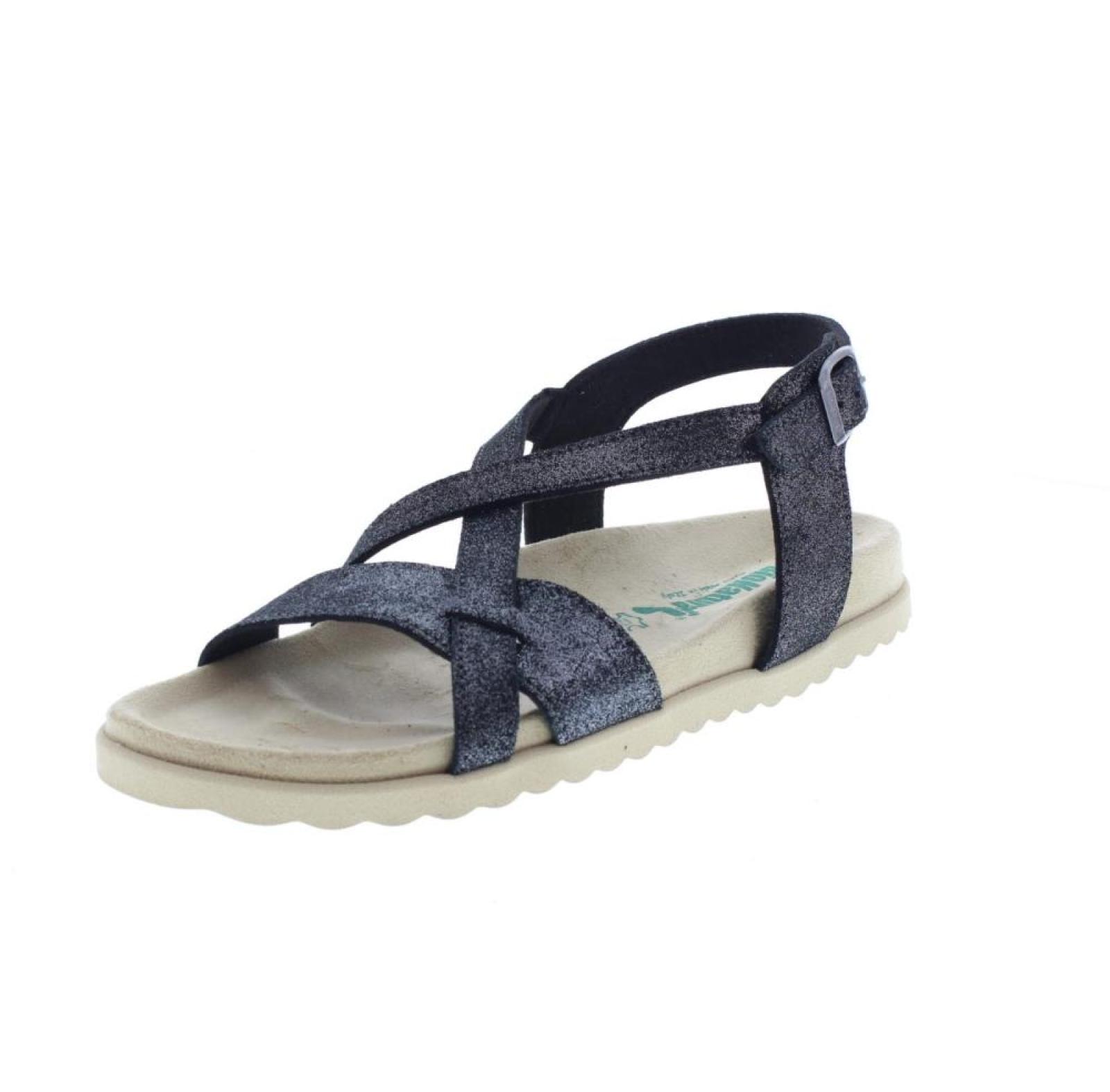 Bionatura Nabuk Glitter Nero - Донна Скарпе Сандали Басси