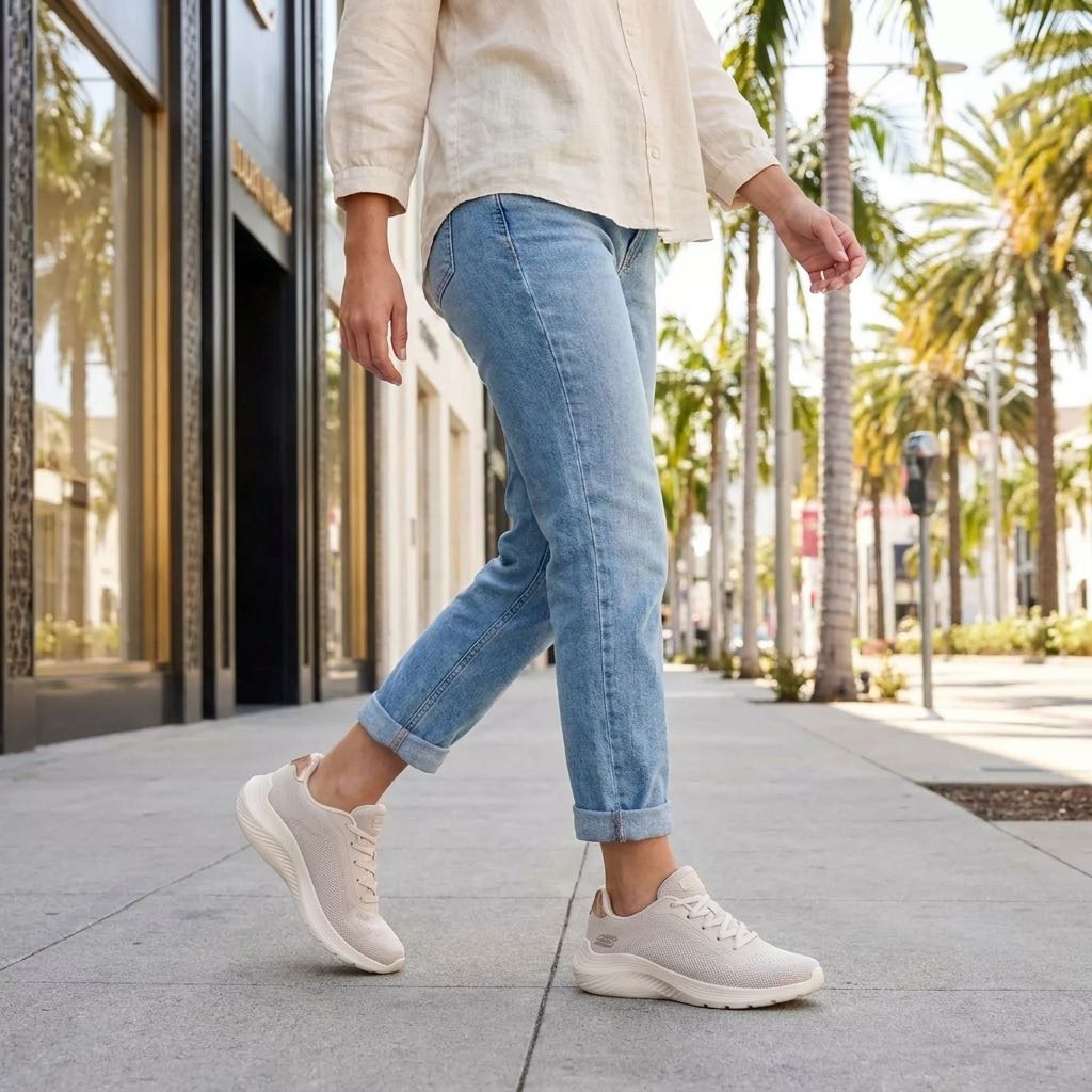 SKECHERS Bobs Squad Waves - Sneakers avec mousse à mémoire de forme Femme beige Photo 2