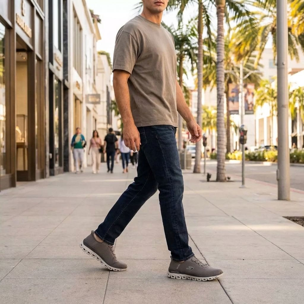 SKECHERS Glide Step Slip Ins - Slip On con Memory Foam Uomo marrone Foto 2
