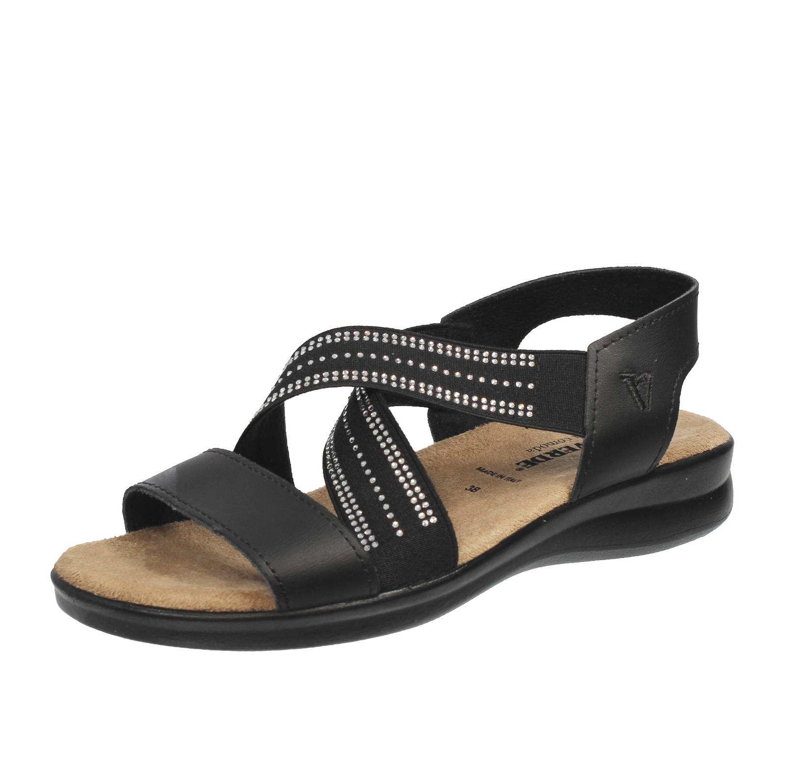 Валлеверде Сандали в Тессуто Кон Цеппетта Неро - Донна Скарпе Сандали Цеппа