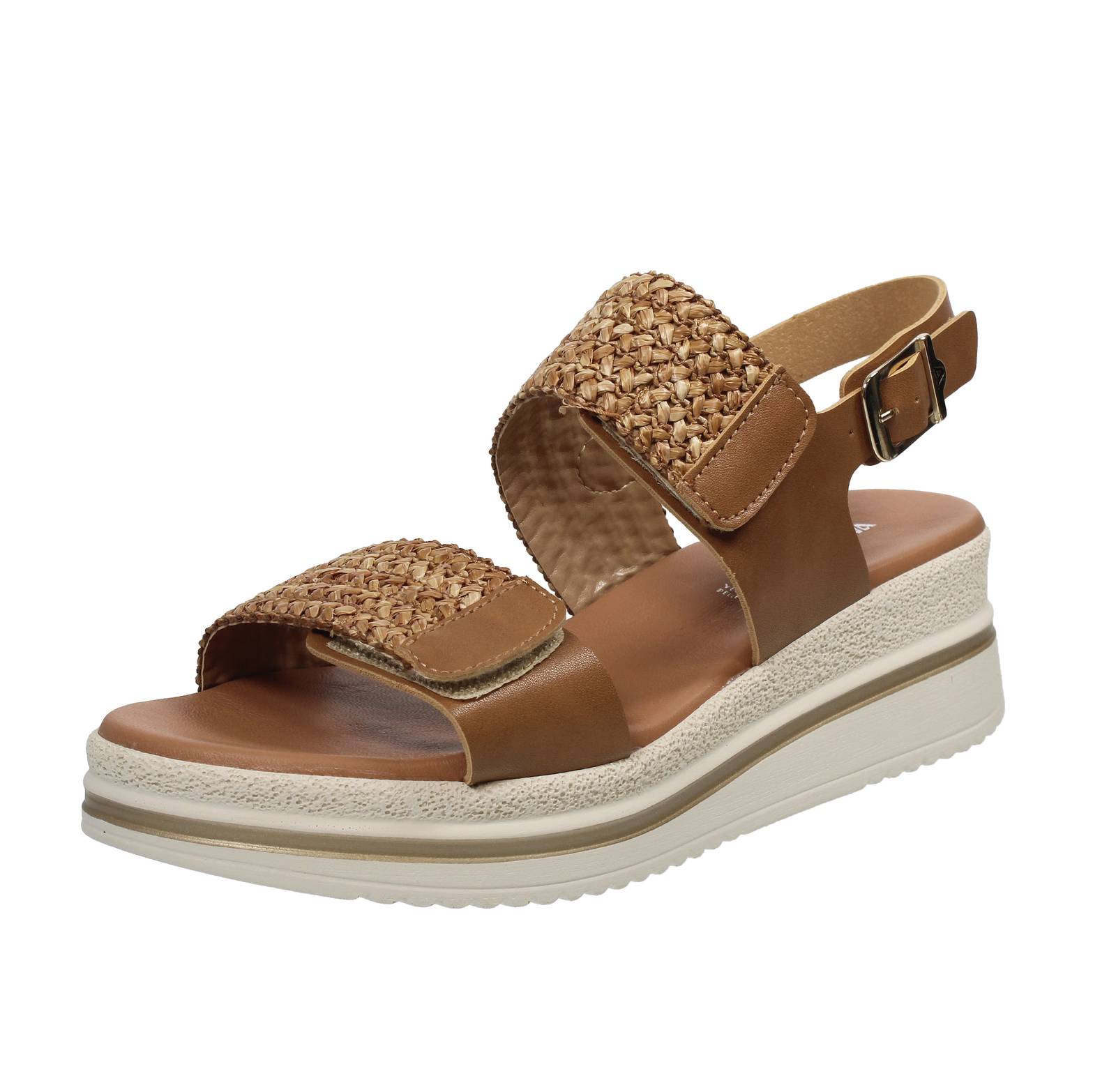 Сандалии Valleverde Con Zeppa E Fibbia Бежевого цвета - Сандалии Donna Scarpe Zeppa