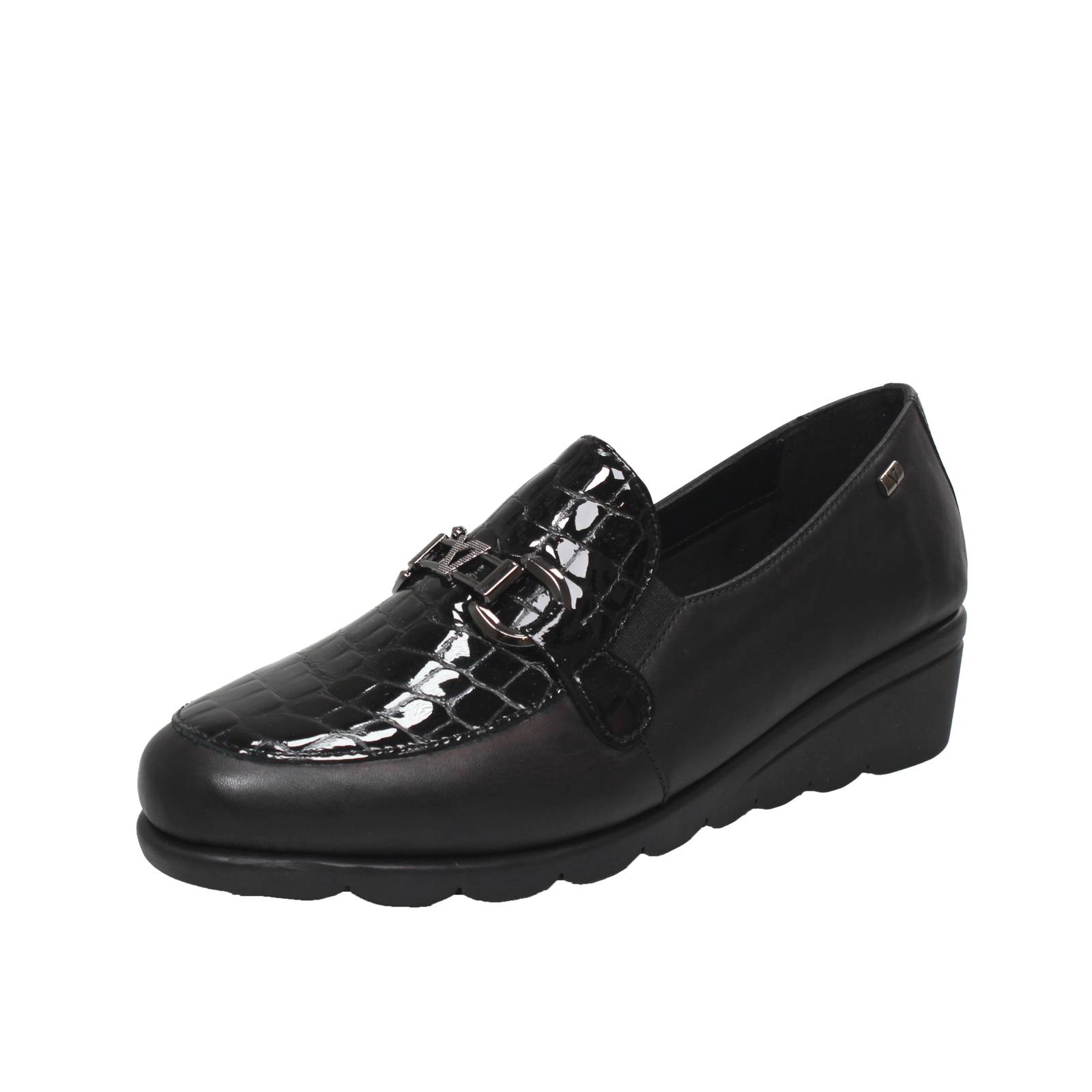 Valleverde Leder Halbschuhe mit Keilabsatz schwarz - Damen Schuhe Halbschuhe