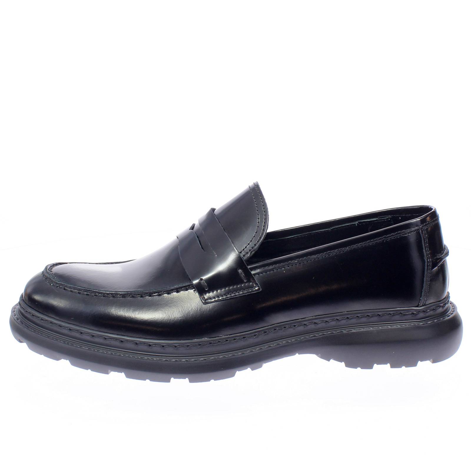 UGO LANZONI Mocassins de collège en cuir abrasé Homme noir Photo 3