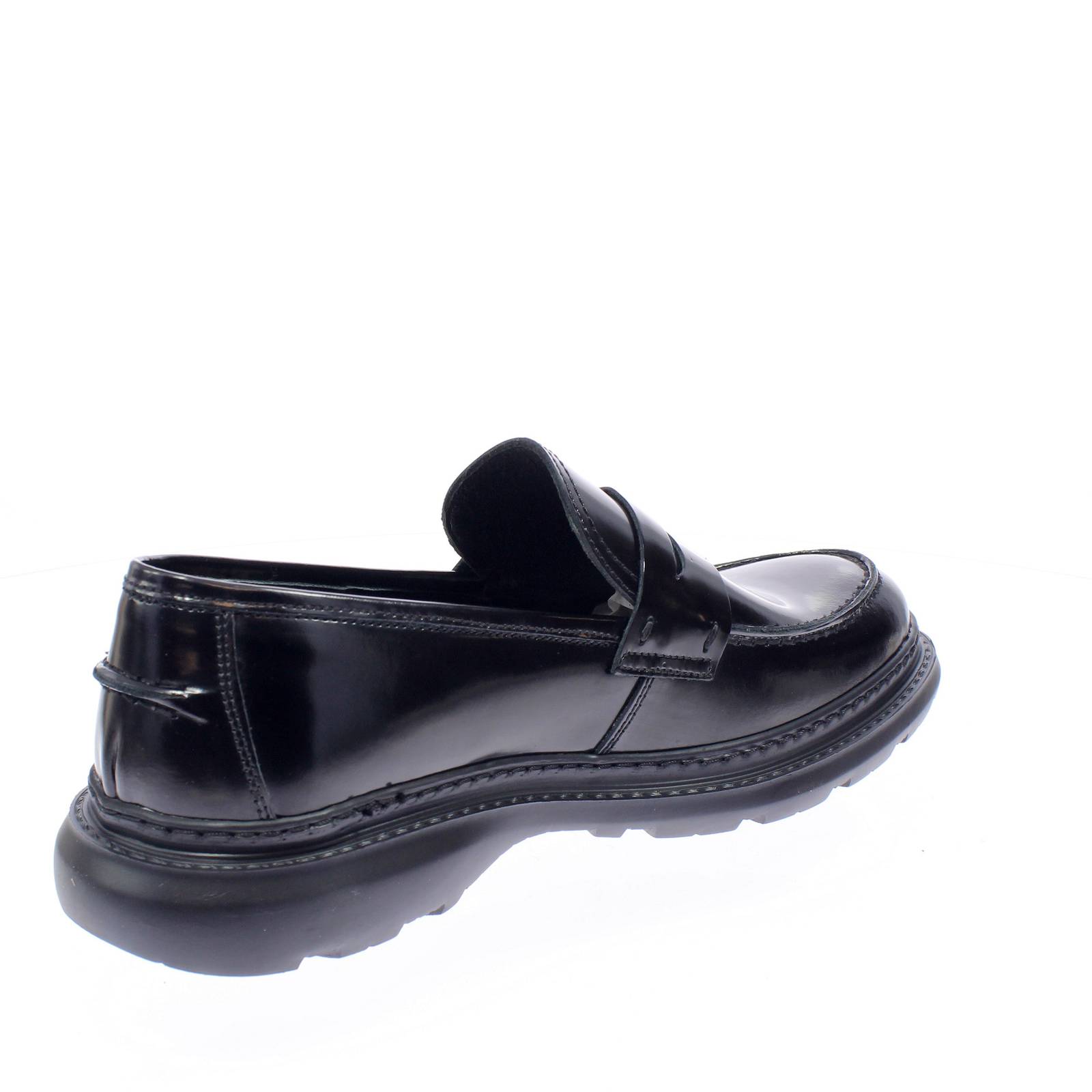 UGO LANZONI Mocassins de collège en cuir abrasé Homme noir Photo 4