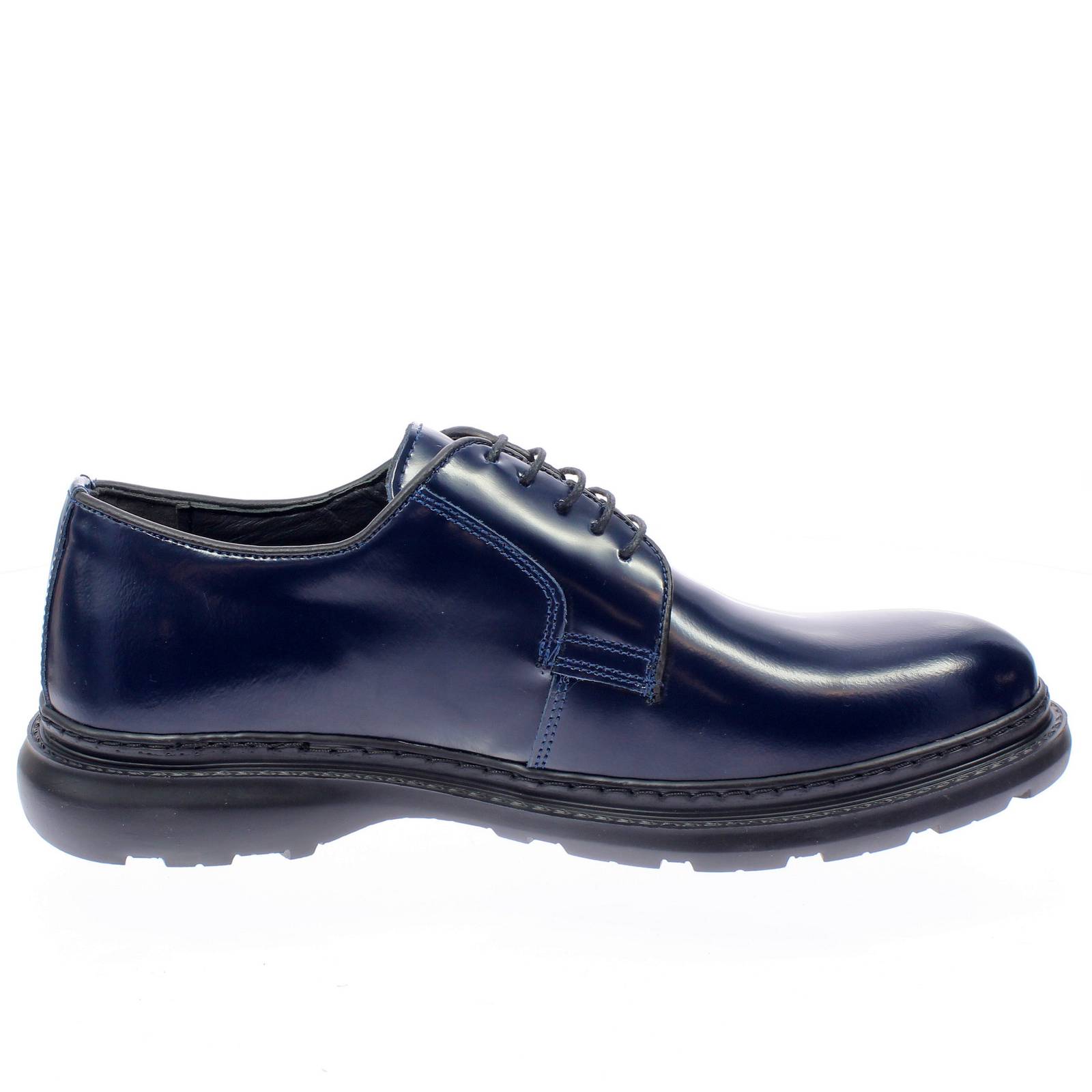 UGO LANZONI Derby à lacets en cuir abrasif Homme bleu Photo 2