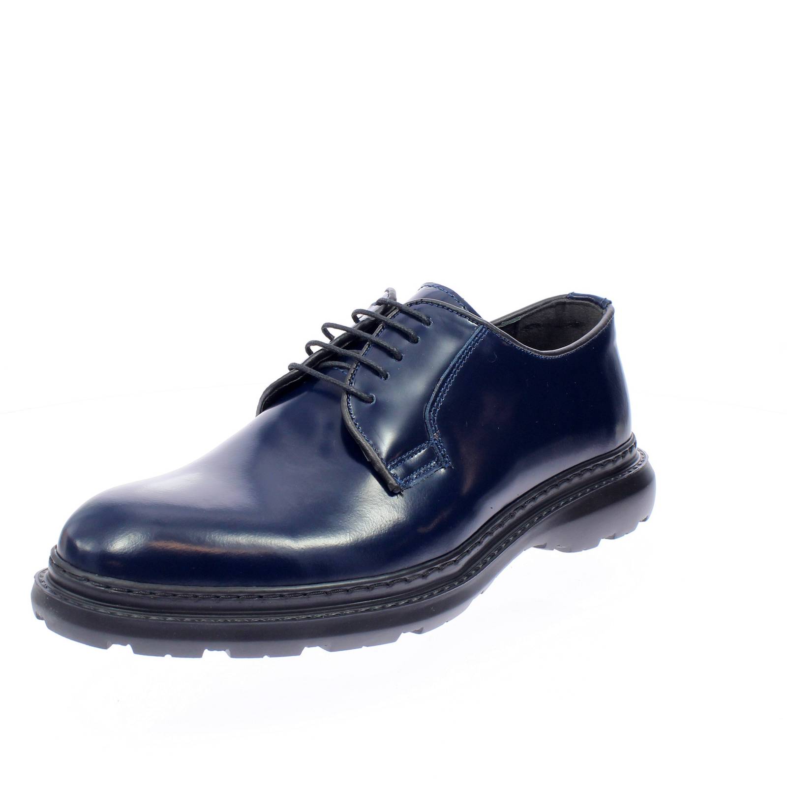 Струнное дерби Уго Ланцони в голубом цвете Пелле Абразива - Струнное дерби Уомо Скарпе