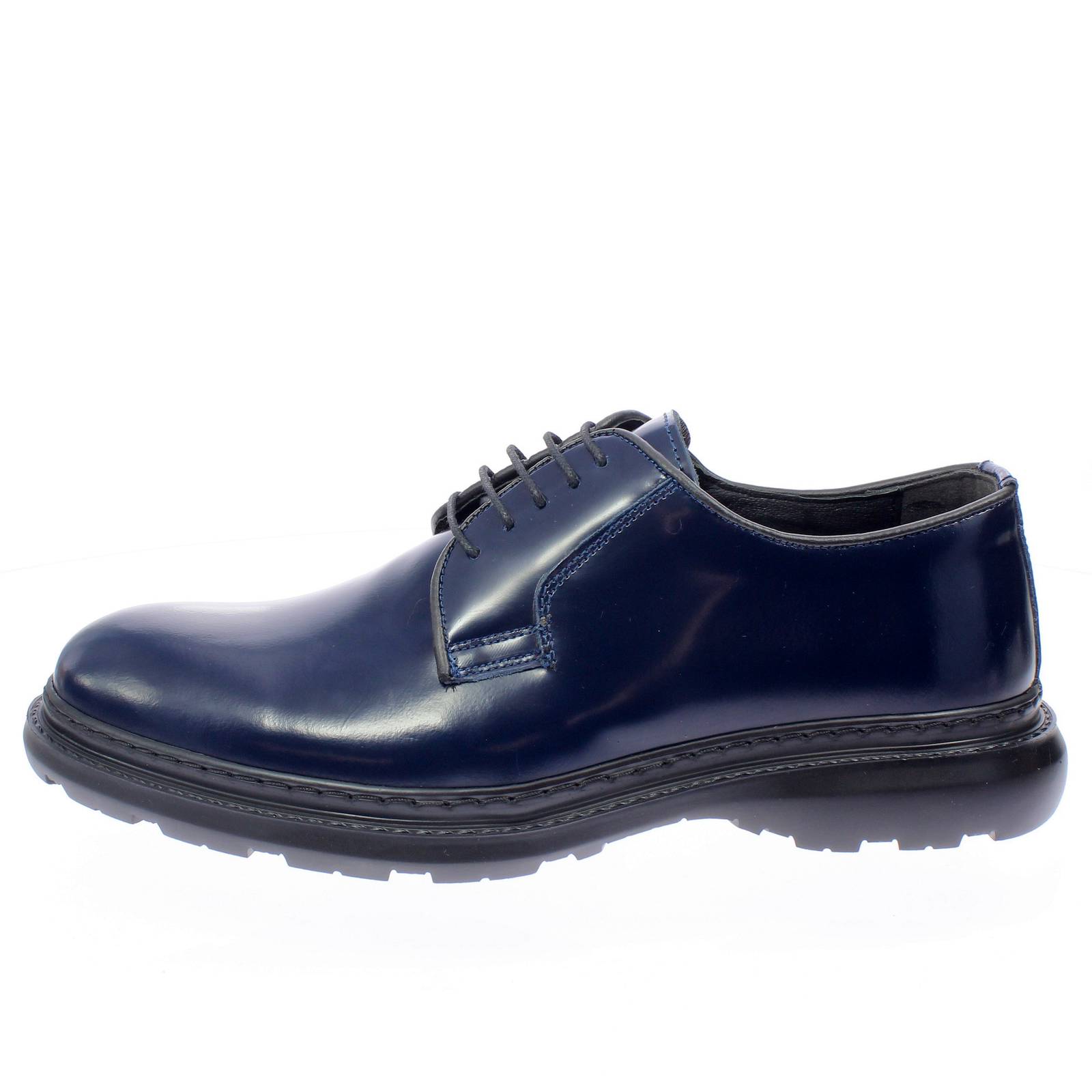UGO LANZONI Derby à lacets en cuir abrasif Homme bleu Photo 3