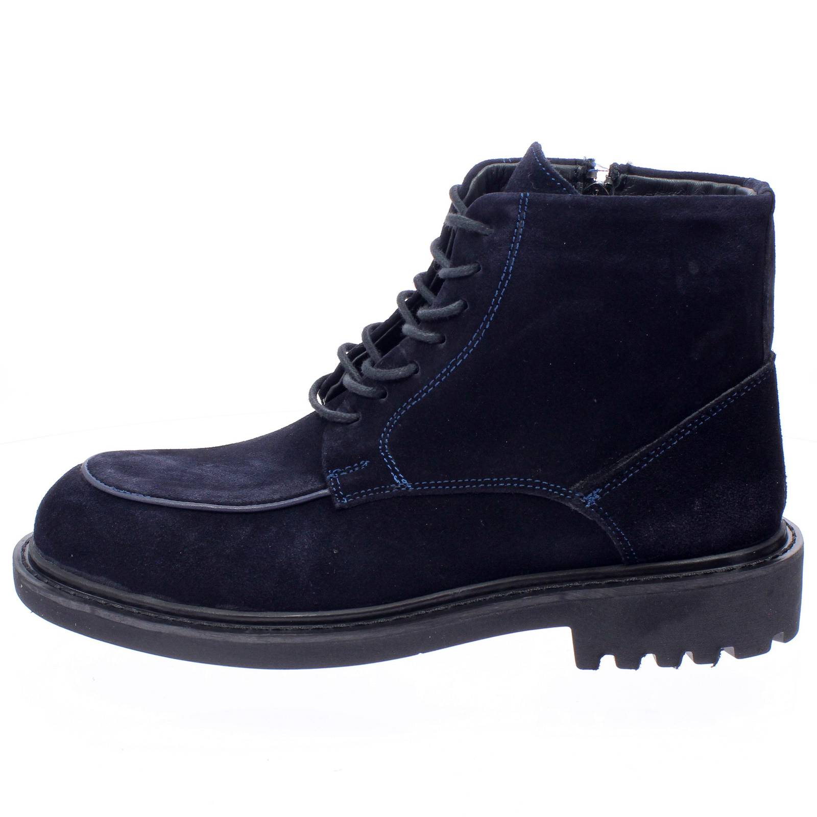 UGO LANZONI Stivaletti stringati in Suede Uomo blu Foto 3