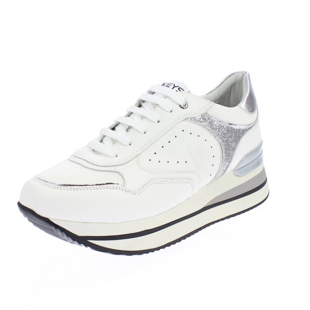 K6040a Sneakers E Mesh Scarpe donna con zeppa bianco pelle