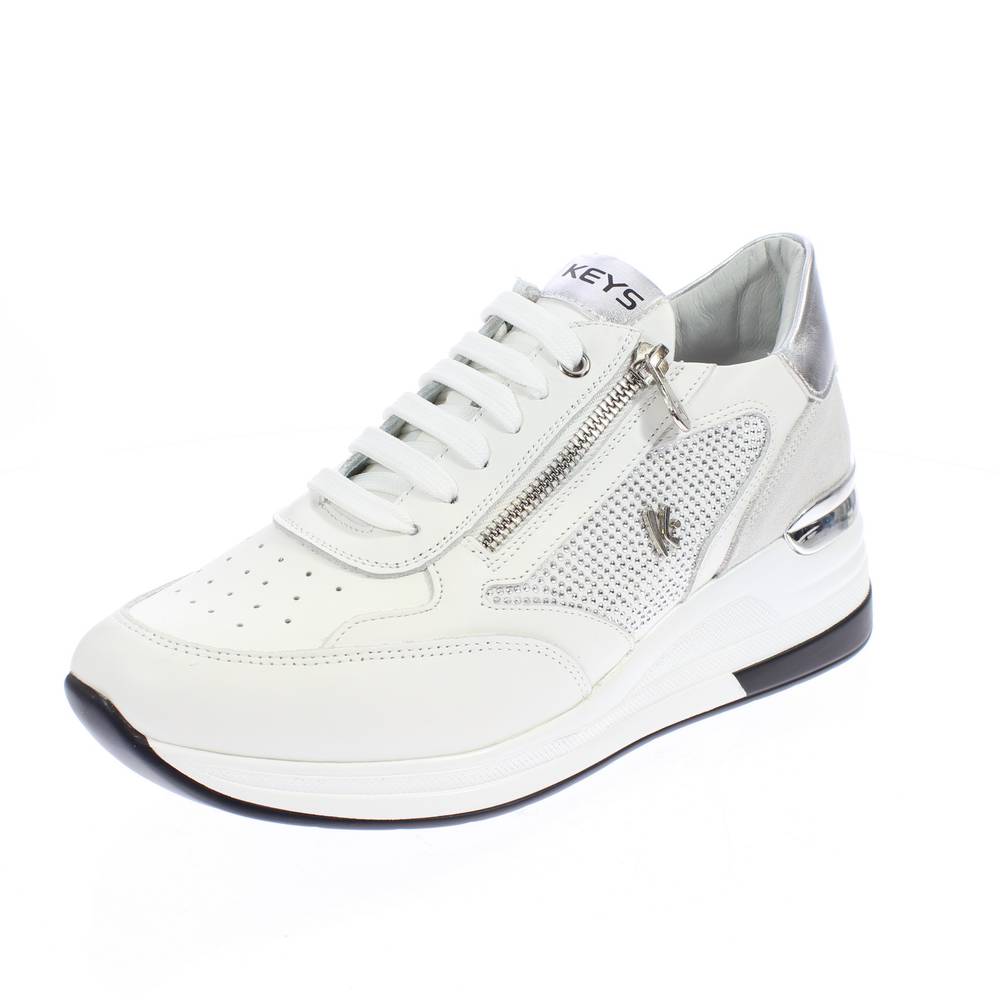 K6023a Sneakers Zeppa Con Cerniera Scarpe donna bianco pelle