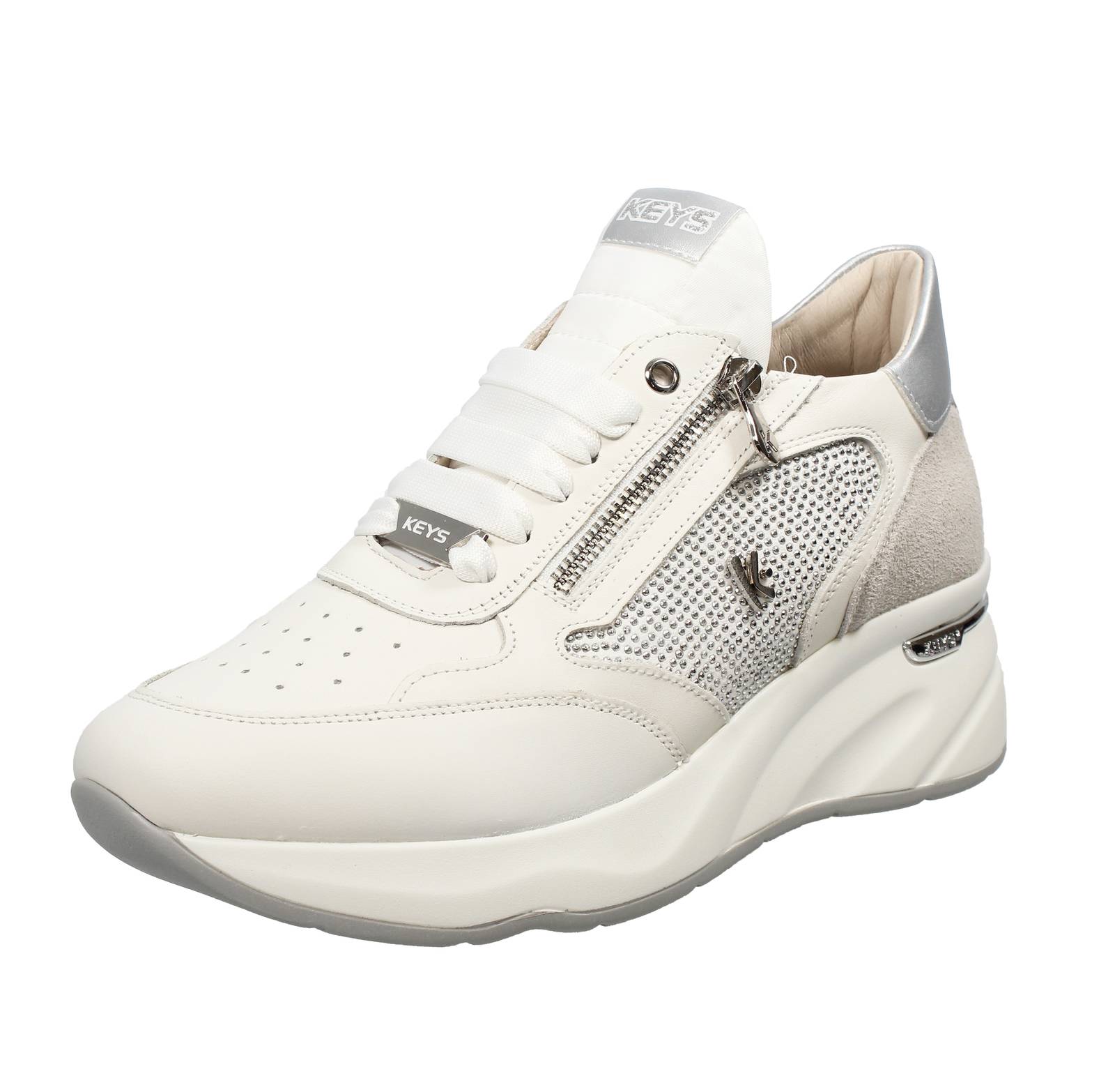 Кроссовки Keys Alte Con Zeppa E Cerniere Bianco - Кроссовки Donna Scarpe