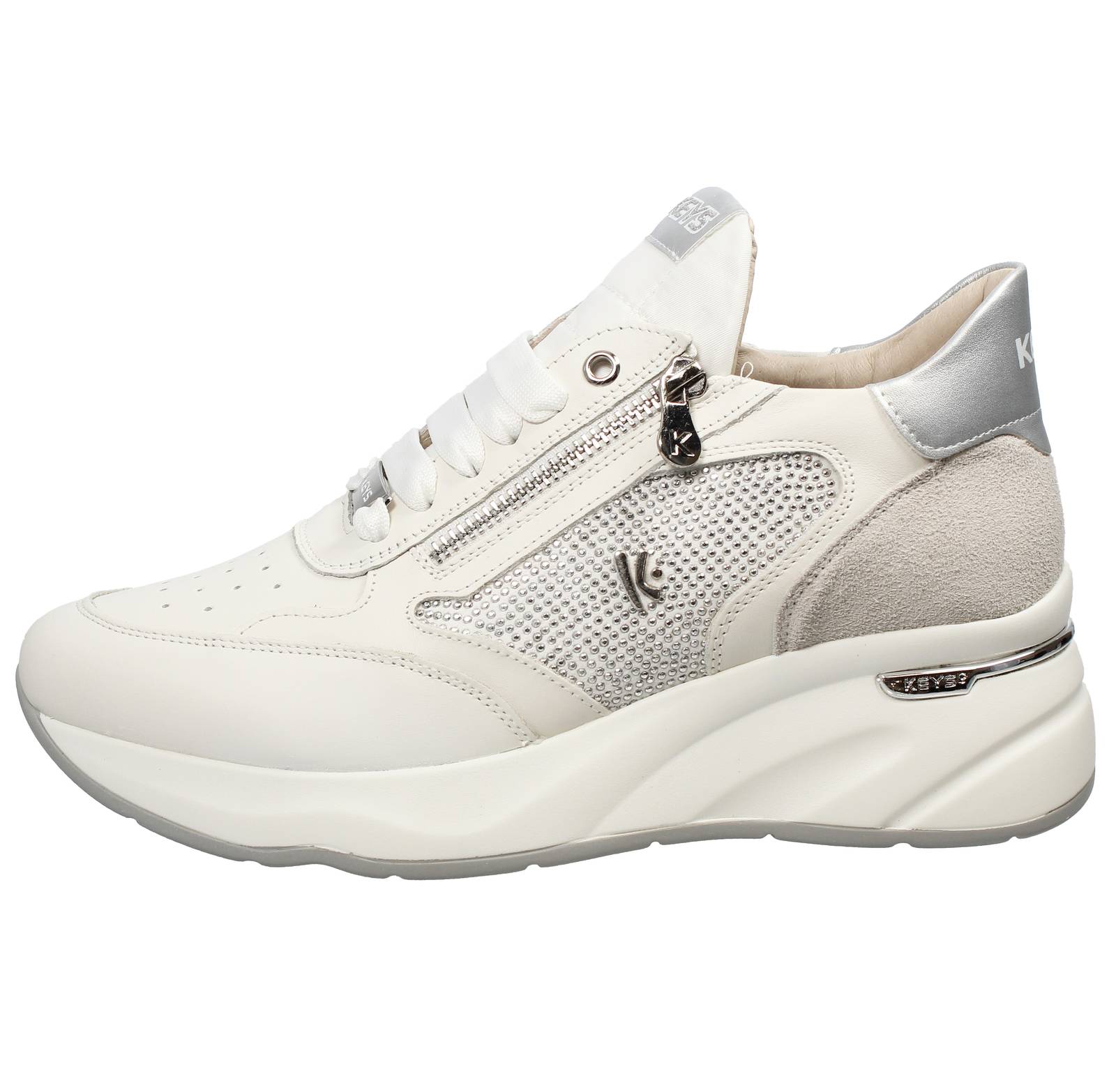 KEYS High wedge sneakers with zippers Woman white Photo 3