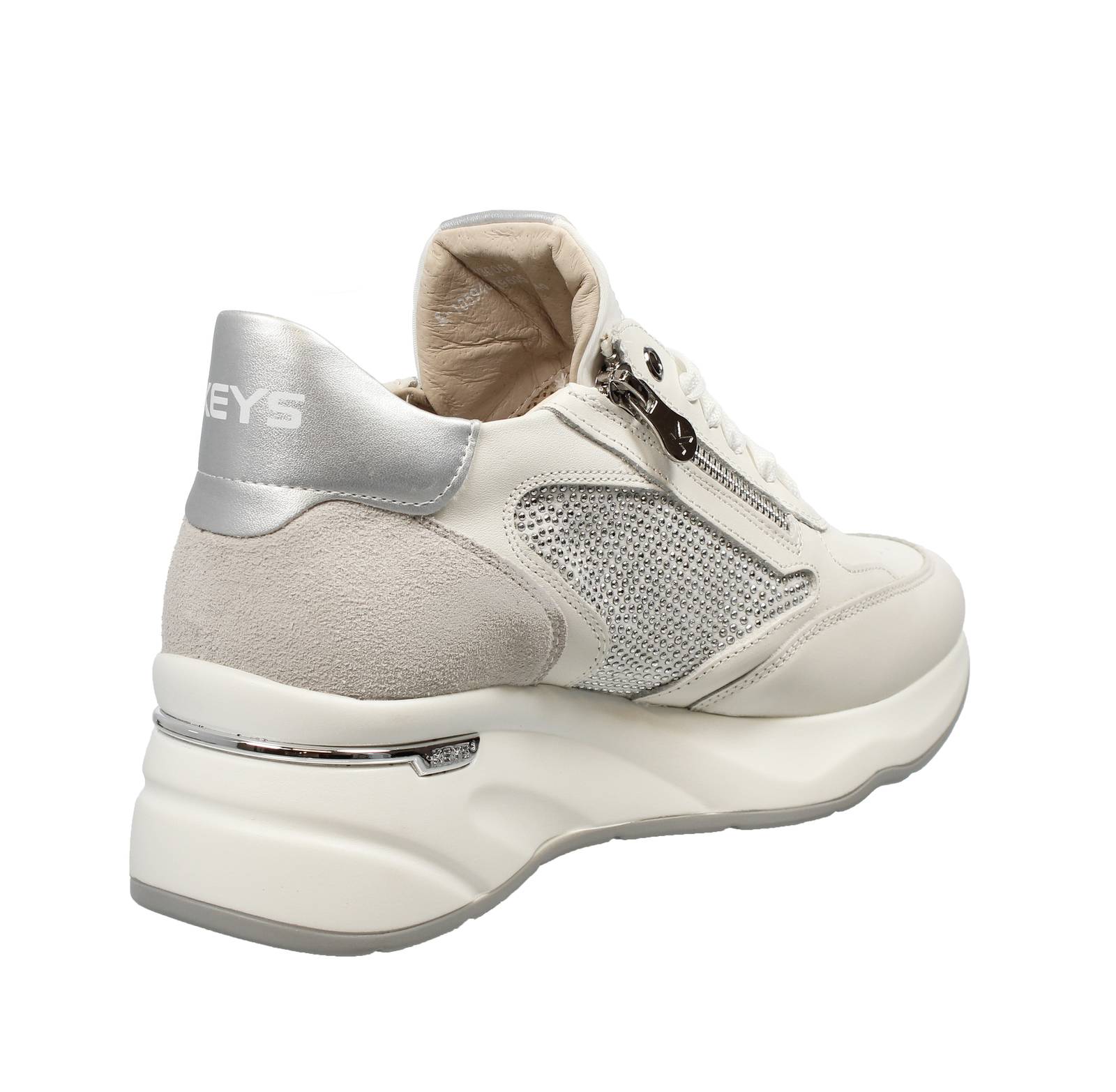 KEYS High wedge sneakers with zippers Woman white Photo 4