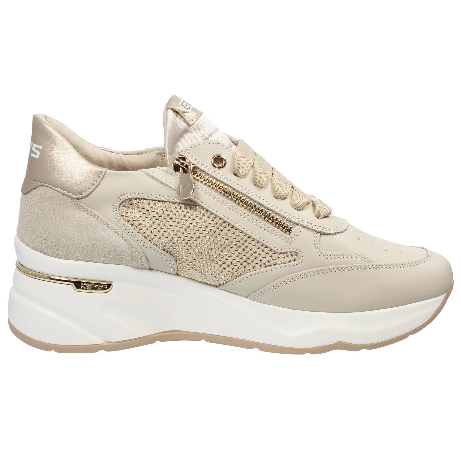 KEYS High wedge sneakers with zippers Woman beige Photo 2