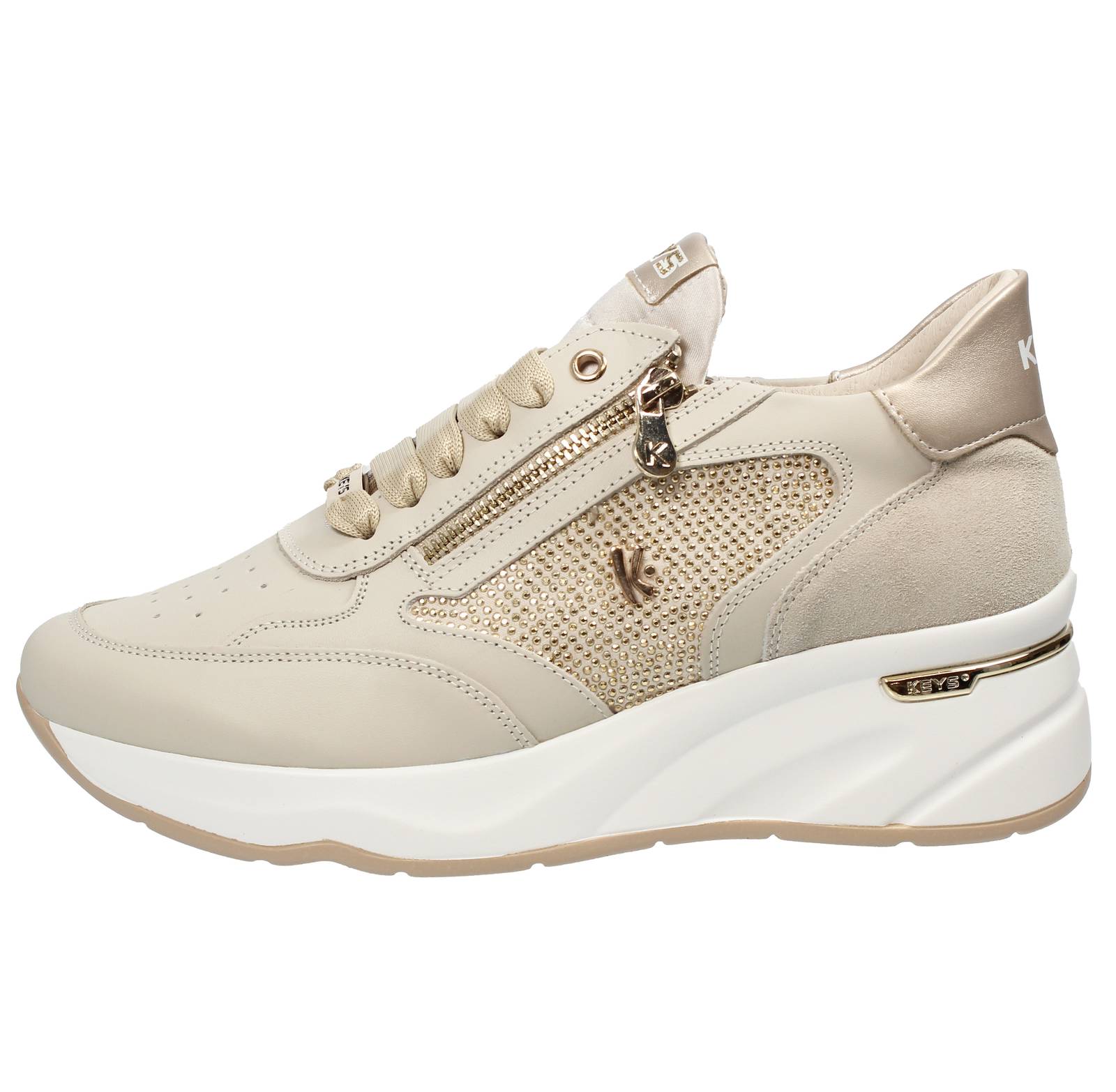 KEYS High wedge sneakers with zippers Woman beige Photo 3
