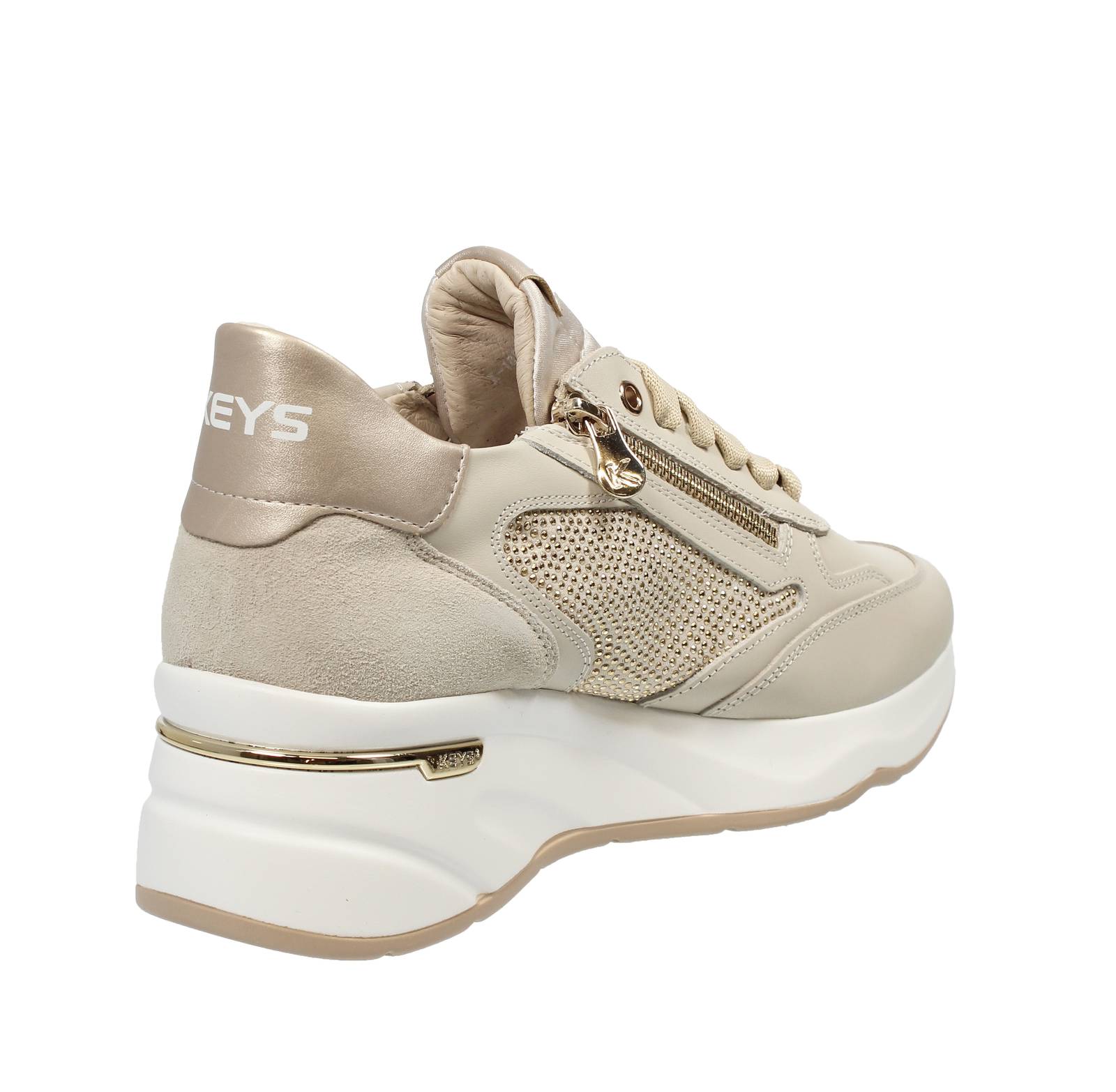 KEYS High wedge sneakers with zippers Woman beige Photo 4