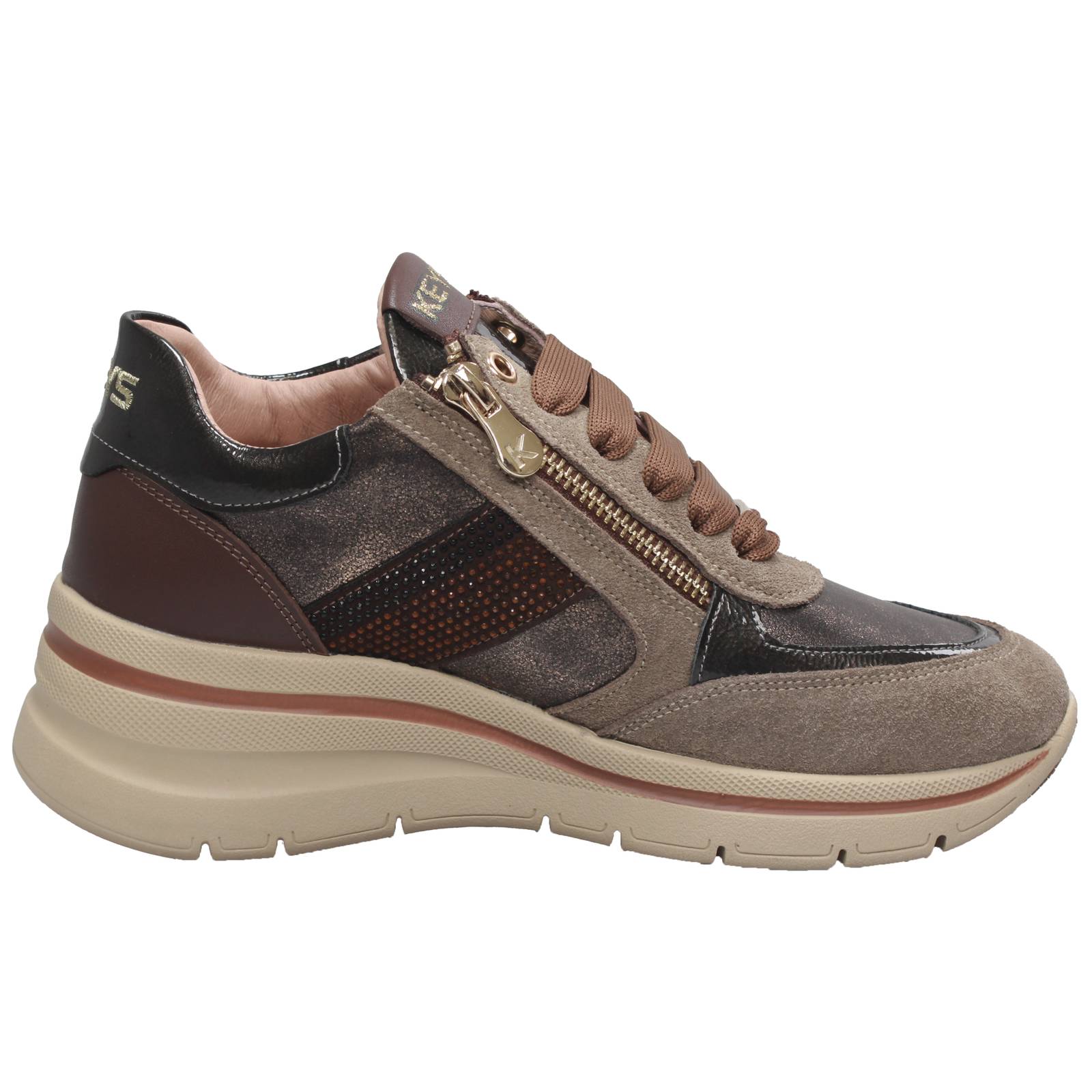KEYS High Sneakers with Wedge and Zipper Woman sand Photo 2