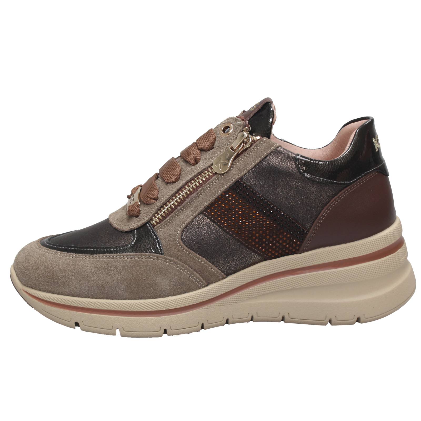KEYS High Sneakers with Wedge and Zipper Woman sand Photo 3