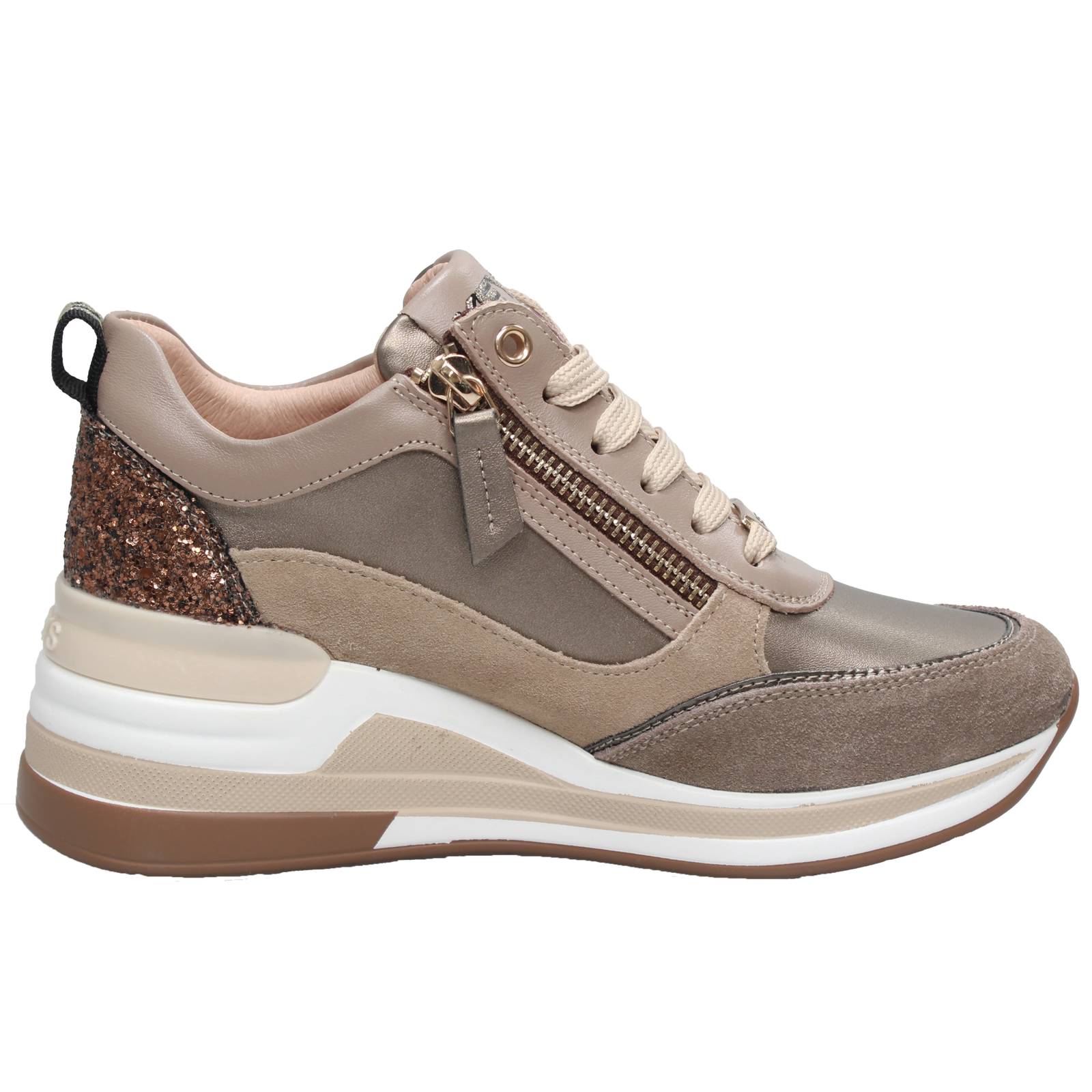 KEYS High Sneakers with Wedge and Zipper Woman beige Photo 2
