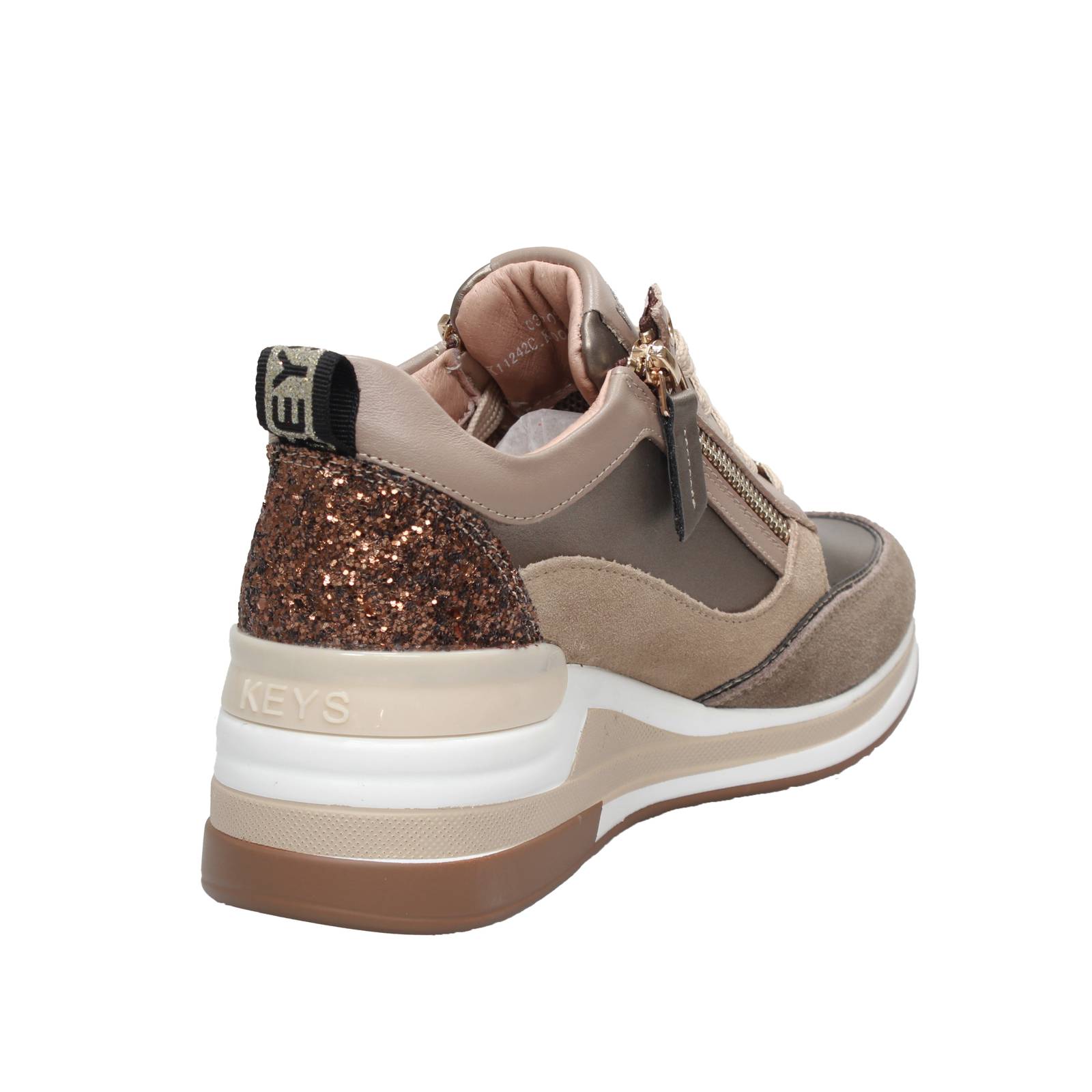 KEYS High Sneakers with Wedge and Zipper Woman beige Photo 4