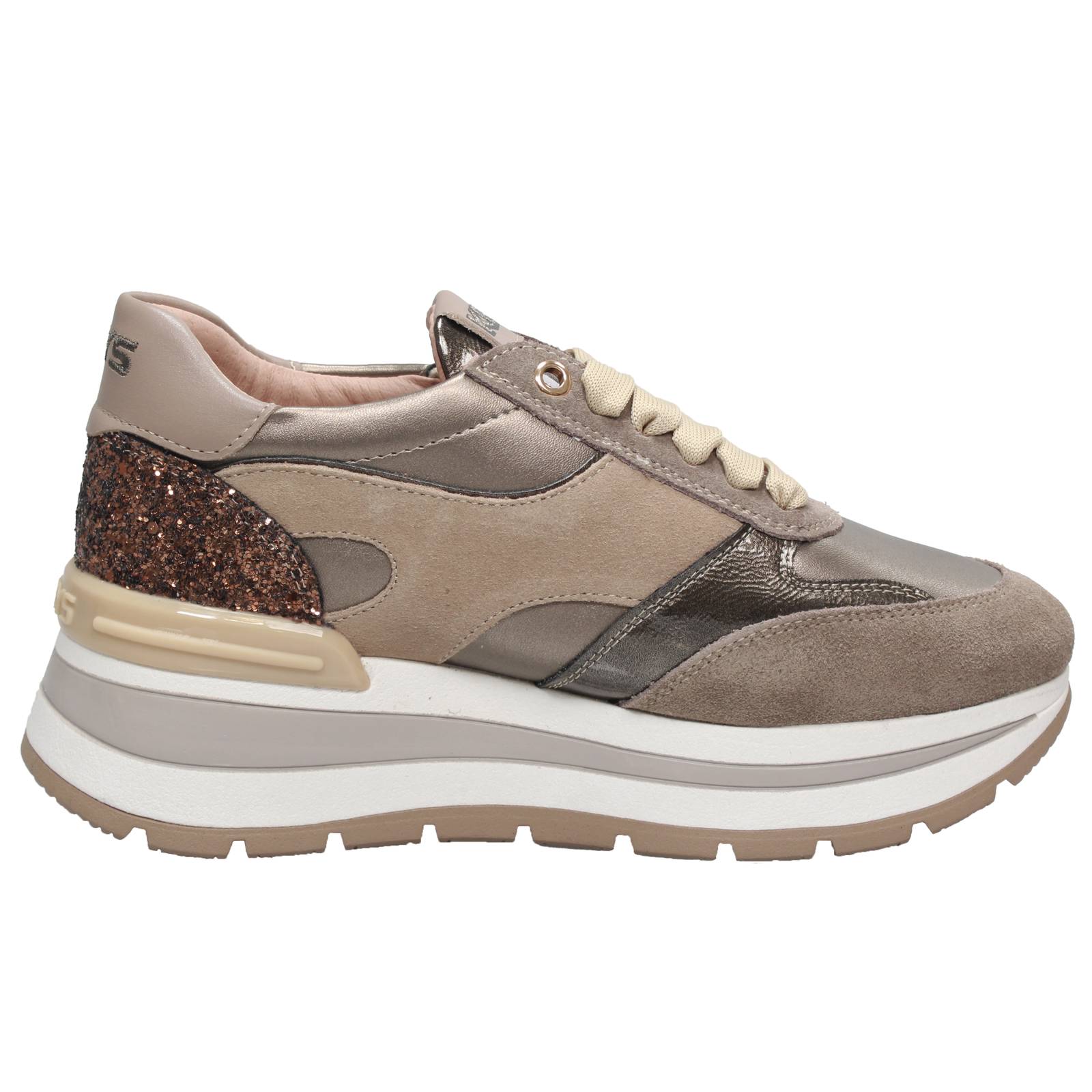 KEYS High Sneakers with Wedge and Zipper Woman beige Photo 2