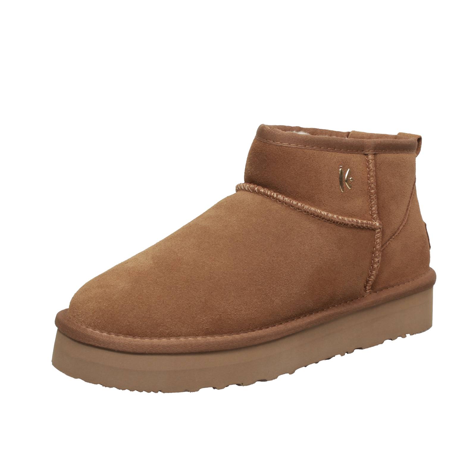 KEYS Suede Furry Ankle Boots Woman brown