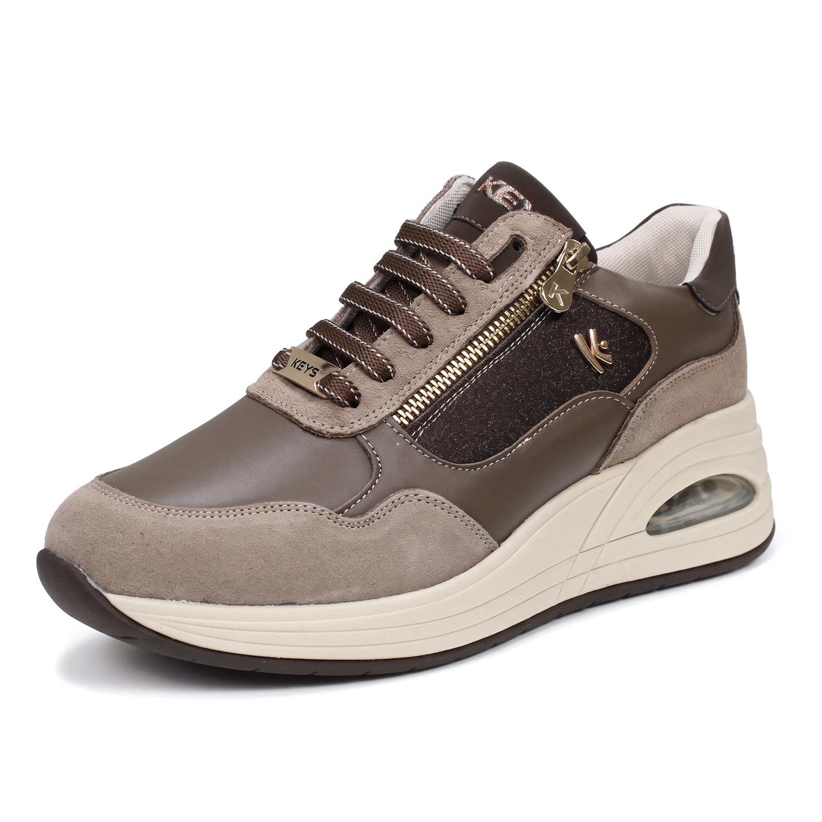 KEYS Tonia - High-top suede sneakers with a wedge heel Woman sand
