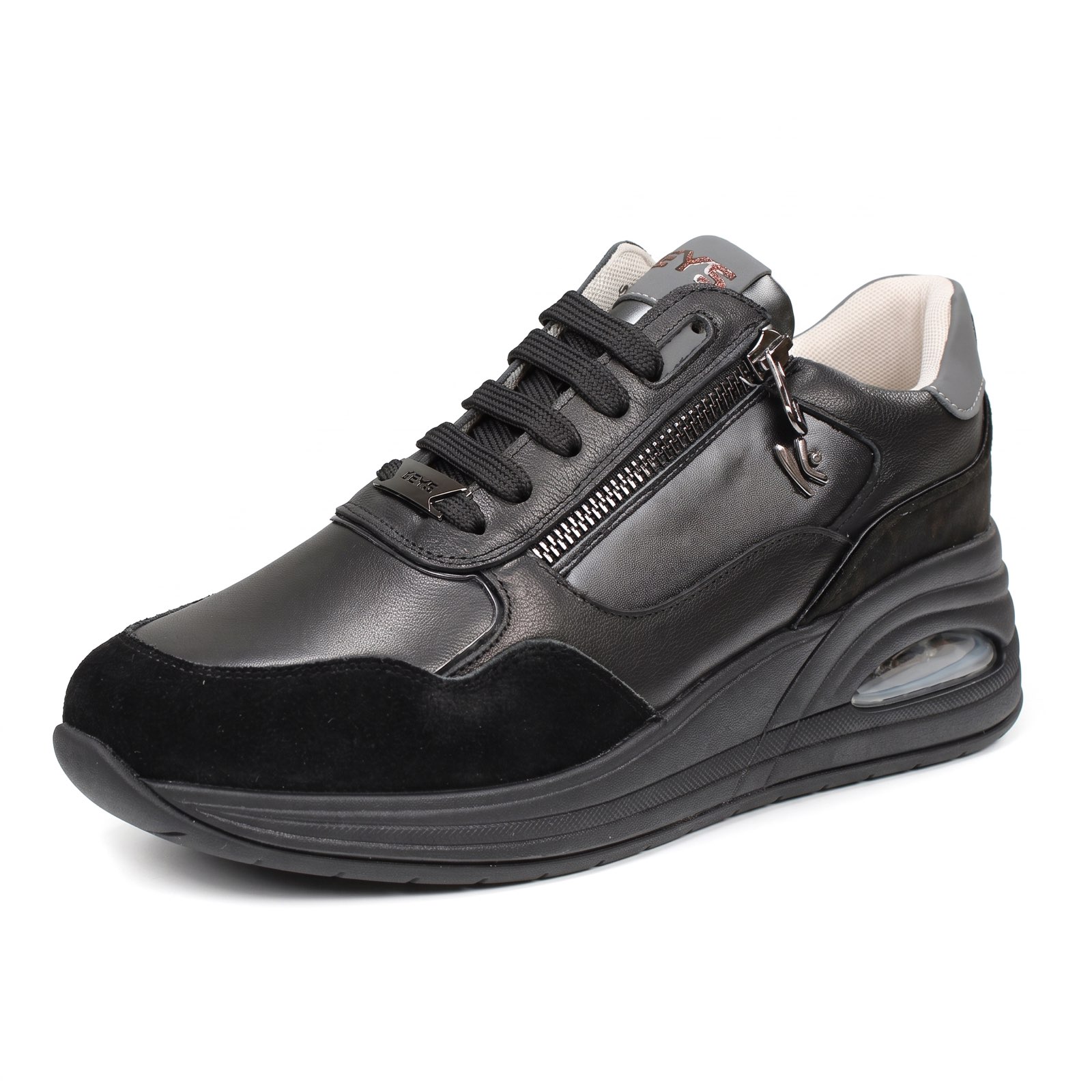 KEYS Tonia - High-top suede sneakers with a wedge heel Woman black