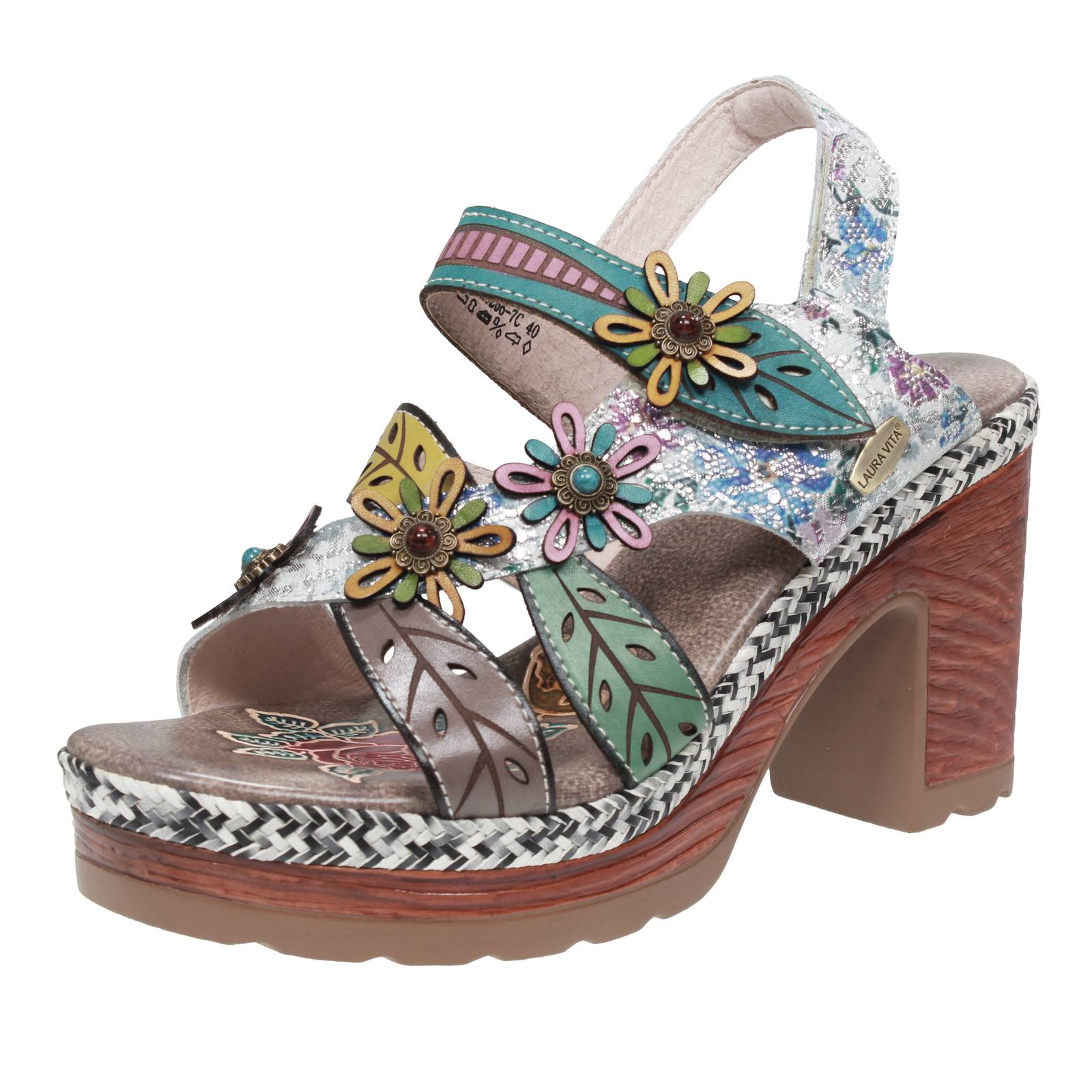 Laura Vita Sandalen Ledermuster beige - Damen Schuhe Sandalen Absatz 17590₽