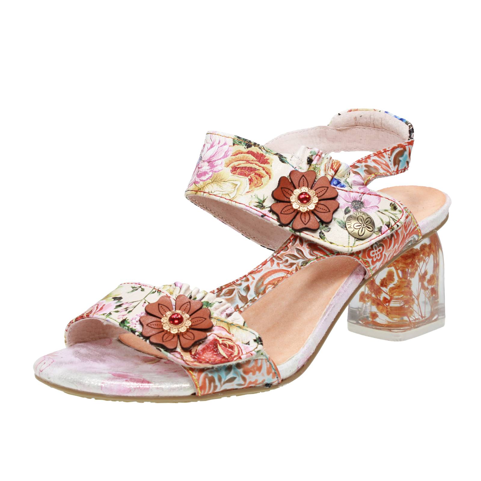 Laura Vita Leder gemusterte Sandalen mit rotem Absatz - Damen Schuhe Sandalen 17590₽
