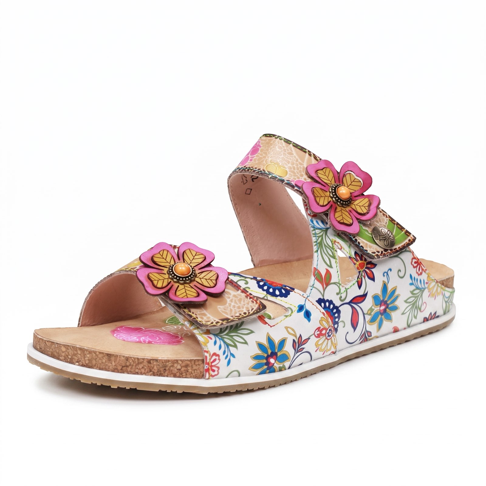 LAURA VITA Ausgefallene Ledersandalen Damen beige