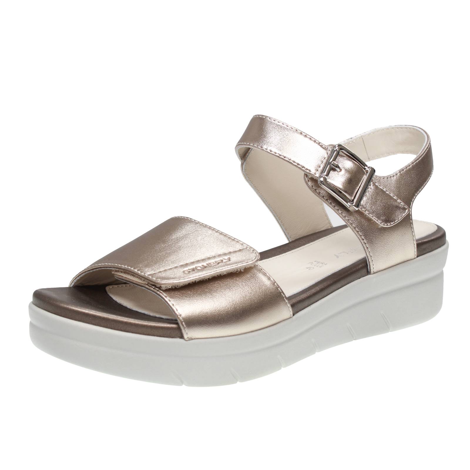 Stonefly Sandale Keilabsatz Gold - Damen Schuhe Sandalen Keilabsatz und Plateau