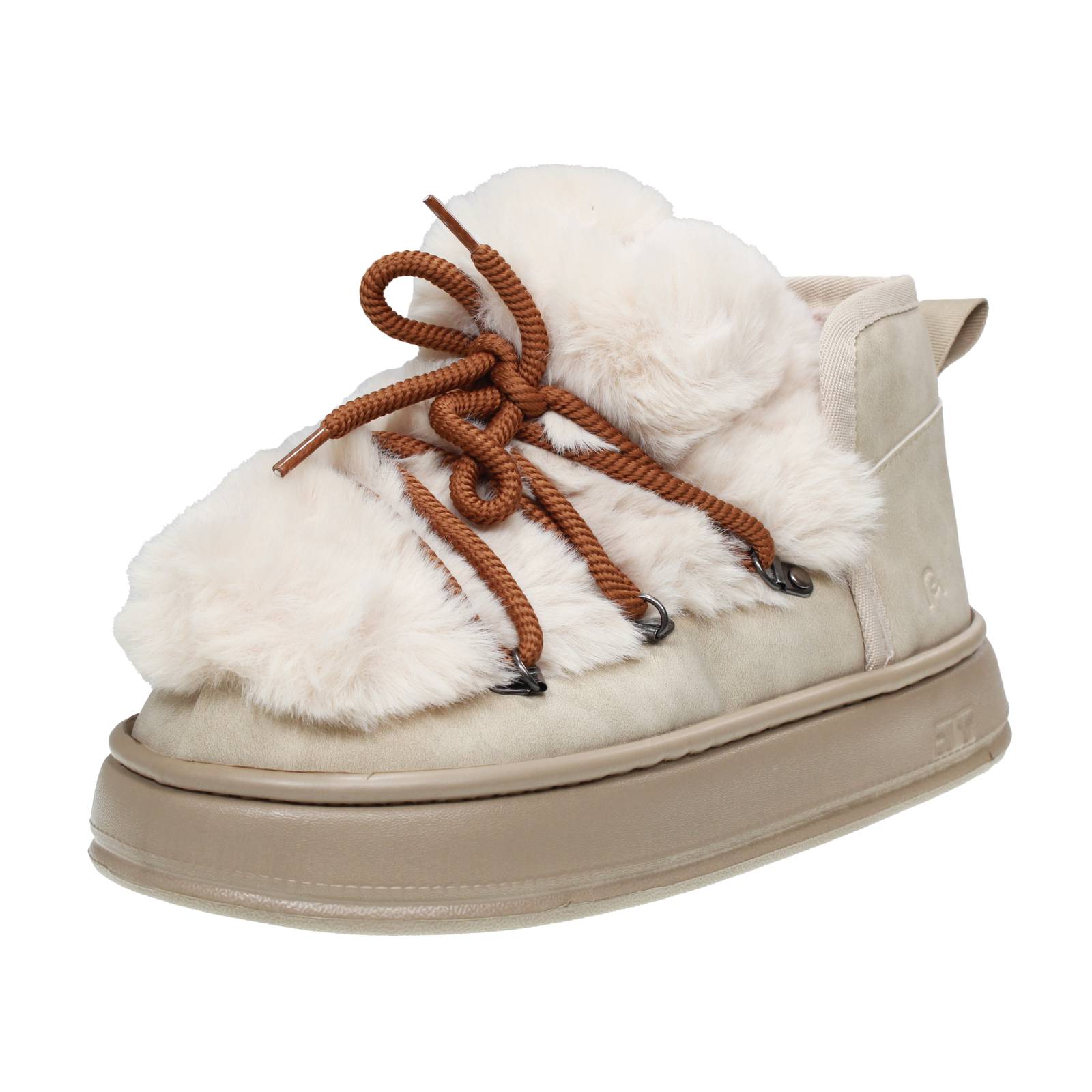Ramblas Warme Fellstiefeletten Beige - Damen Schuhe Fellstiefeletten