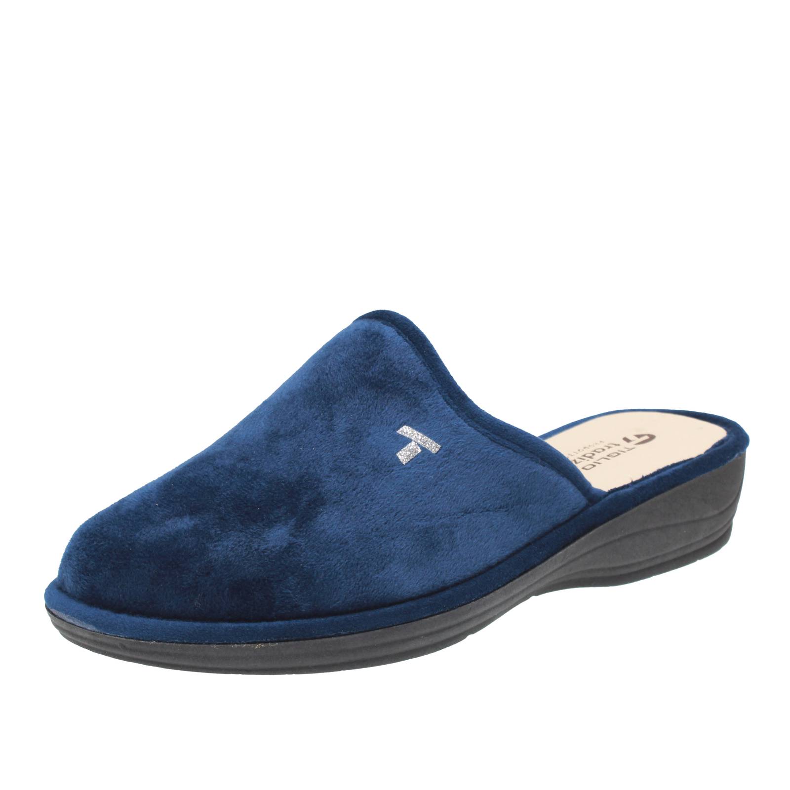 TIGLIO 2000  SRL Chaussons en tissu à semelle compensée Femme bleu