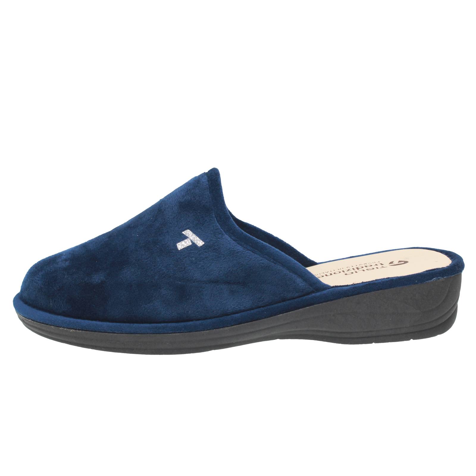TIGLIO 2000  SRL Chaussons en tissu à semelle compensée Femme bleu Photo 3