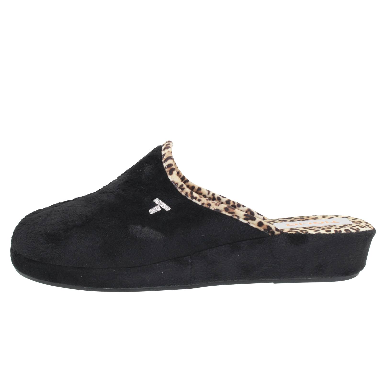 TIGLIO 2000  SRL Chaussons en tissu à semelle compensée Femme noir Photo 3