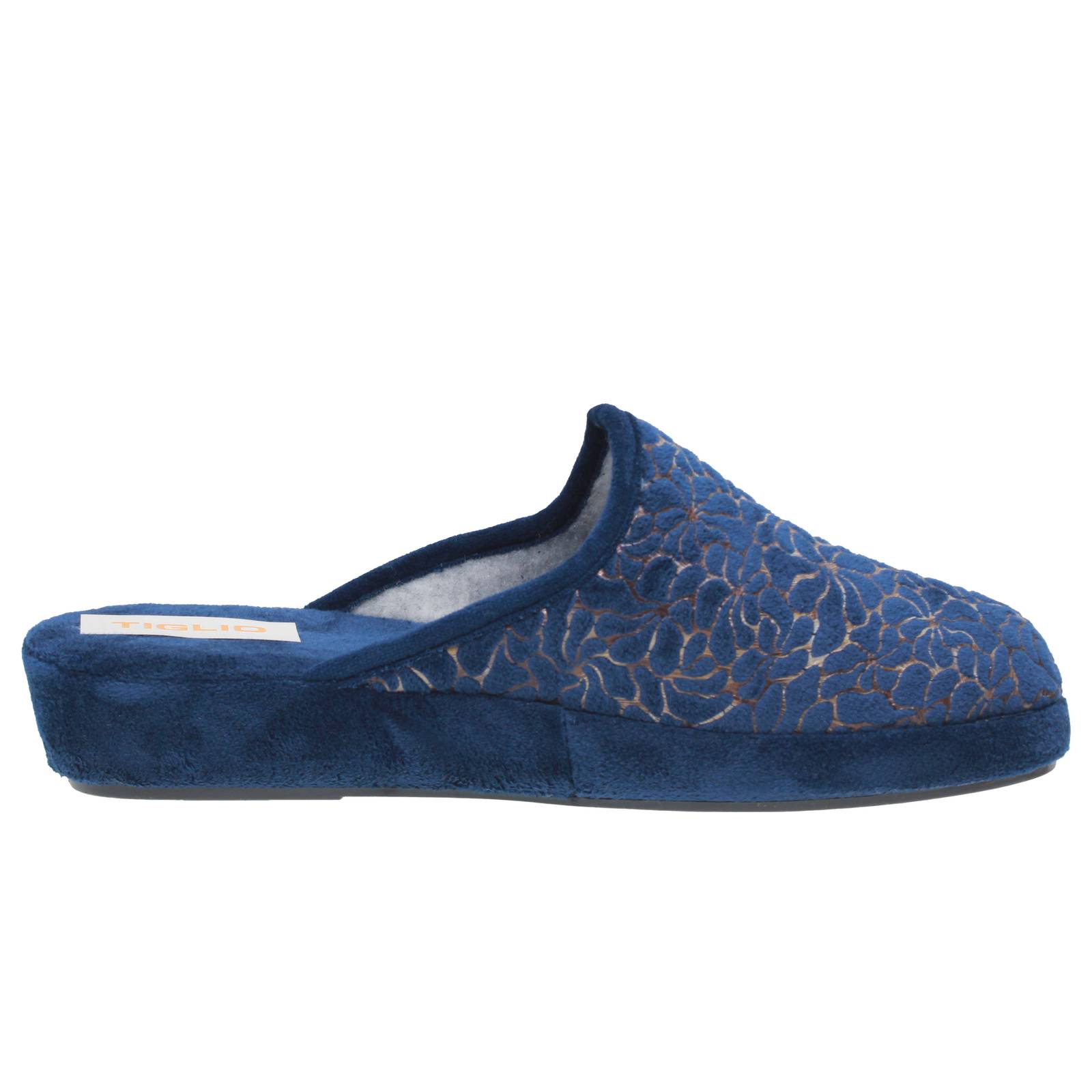 TIGLIO 2000  SRL Chaussons en tissu à semelle compensée Femme bleu Photo 2