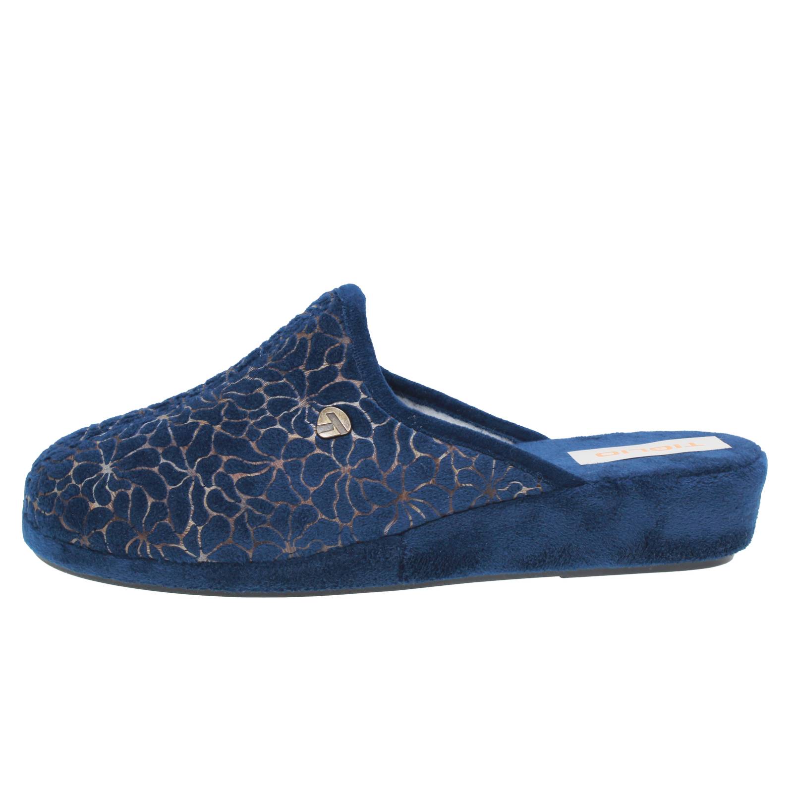 TIGLIO 2000  SRL Chaussons en tissu à semelle compensée Femme bleu Photo 3