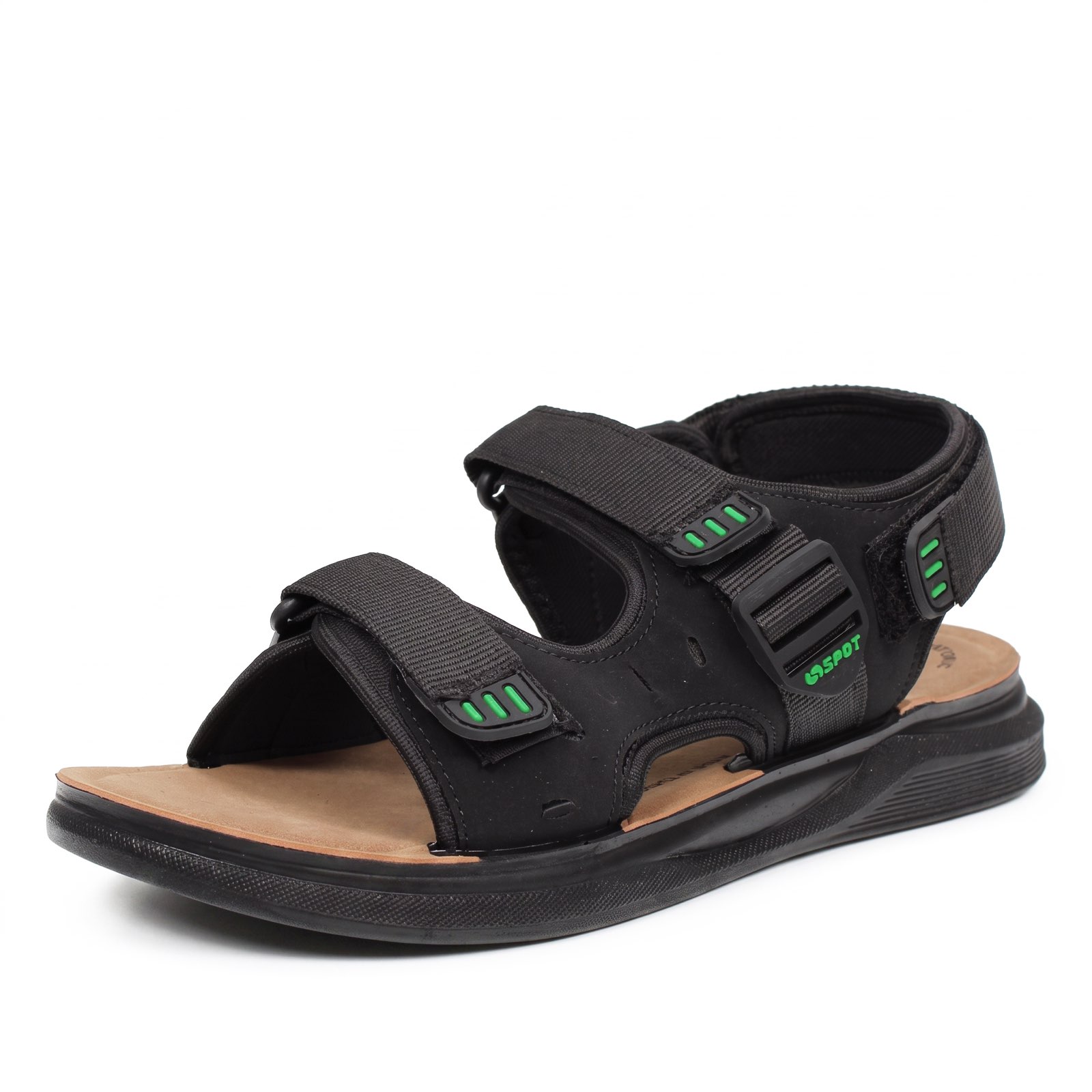 TIGLIO Sandales à triple velcro Homme noir