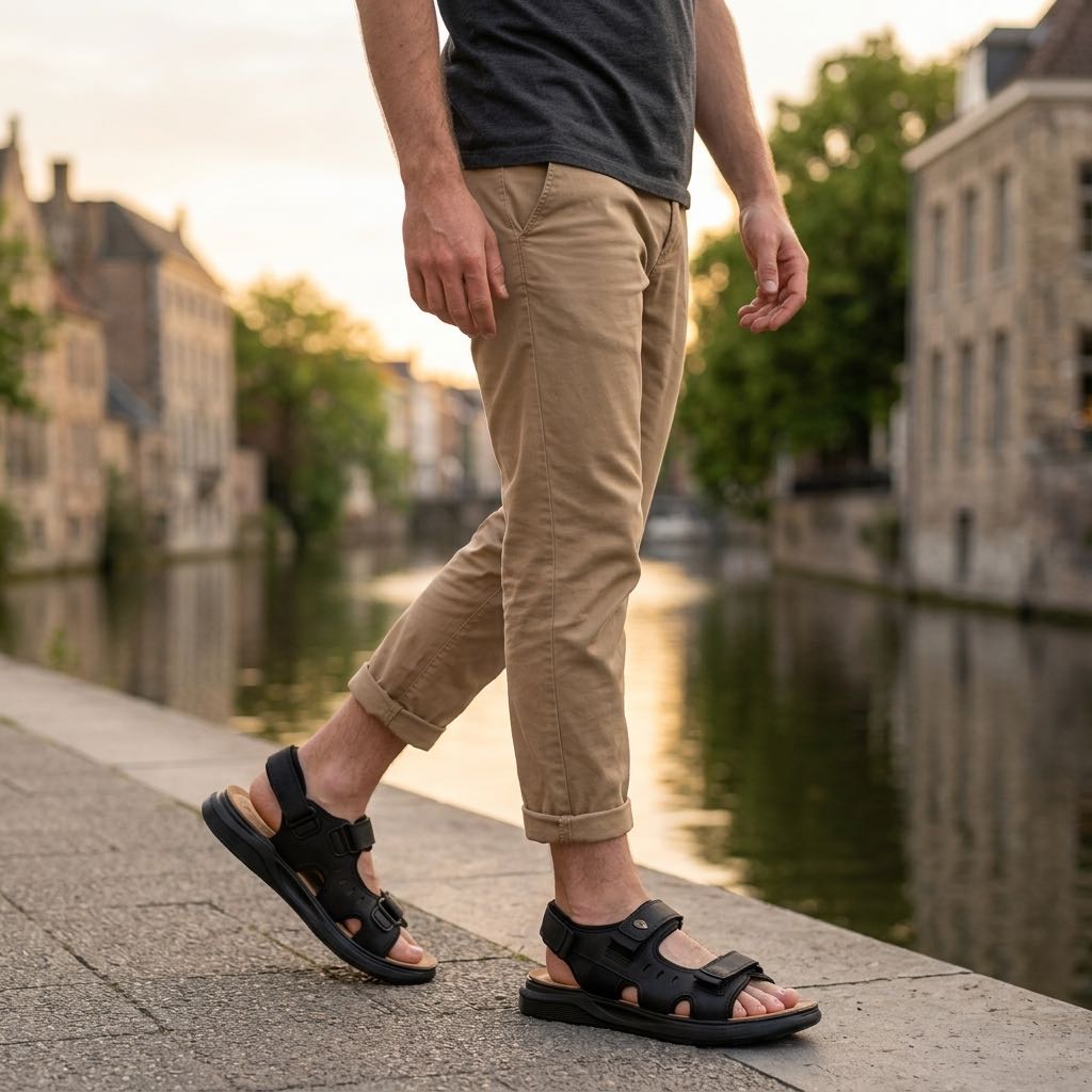 TIGLIO Sandales à triple velcro Homme noir Photo 2