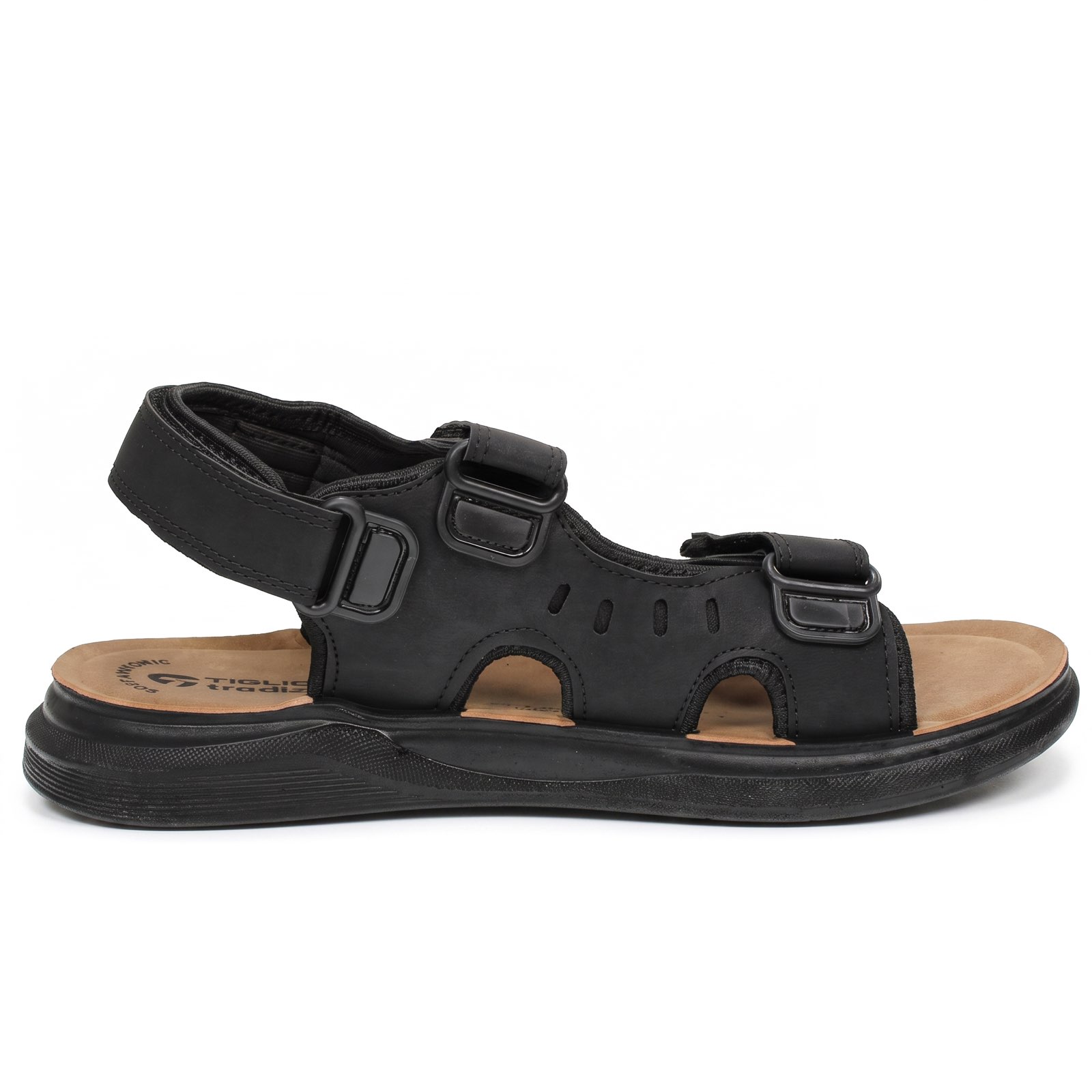 TIGLIO Sandales à triple velcro Homme noir Photo 3
