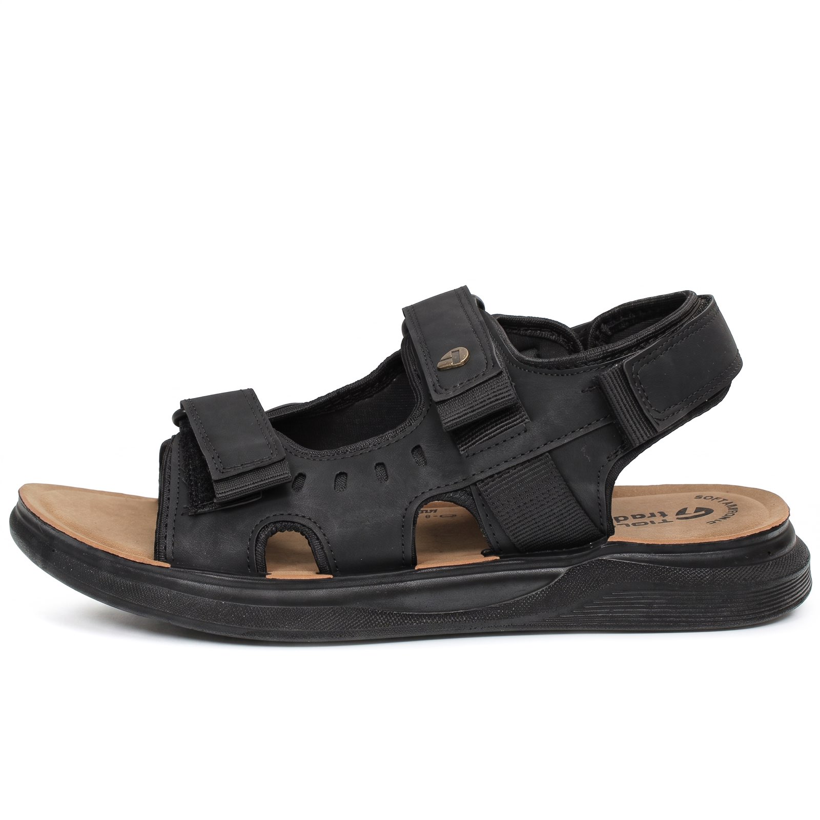 TIGLIO Sandales à triple velcro Homme noir Photo 4