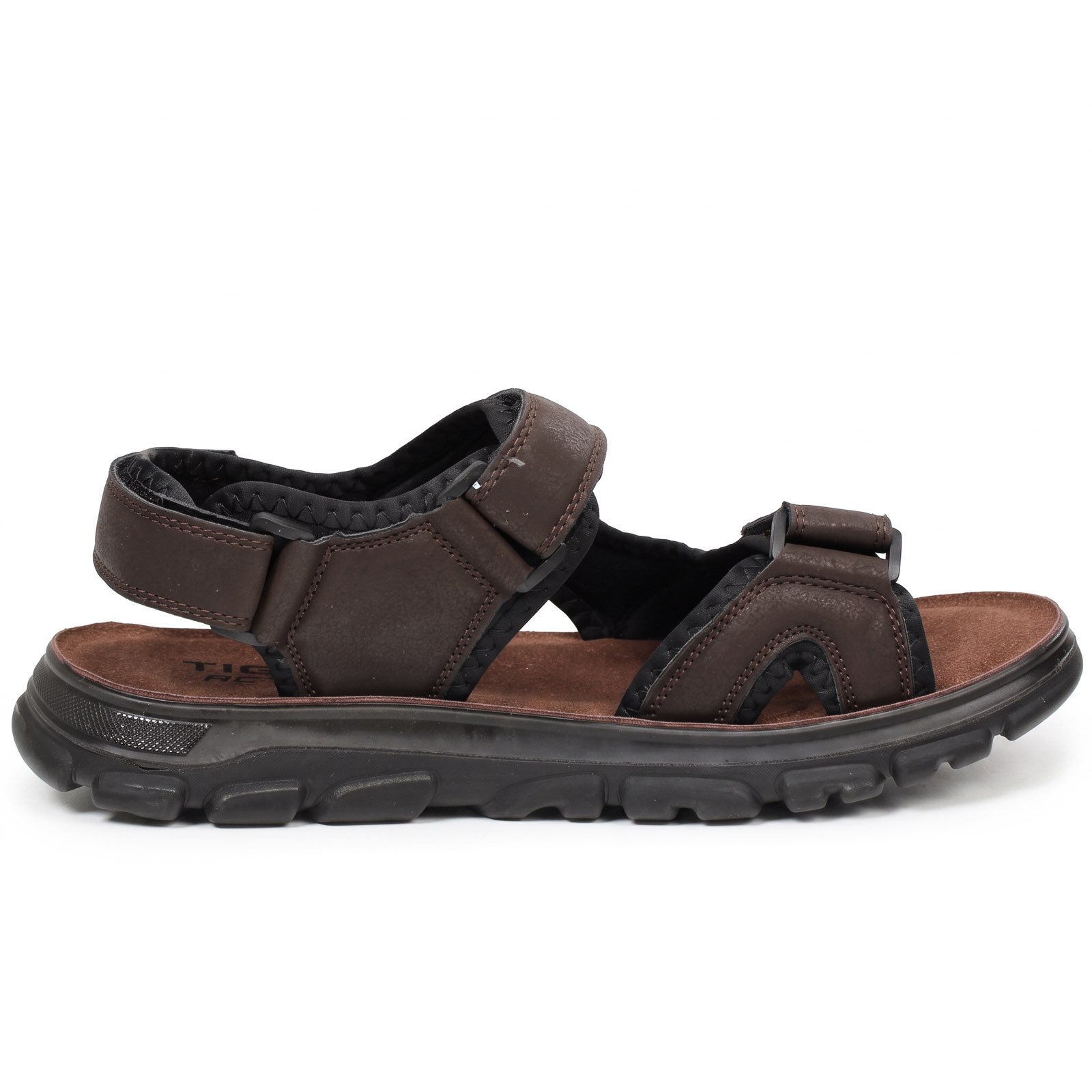 TIGLIO Sandals with triple Velcro straps Man dark brown Photo 3