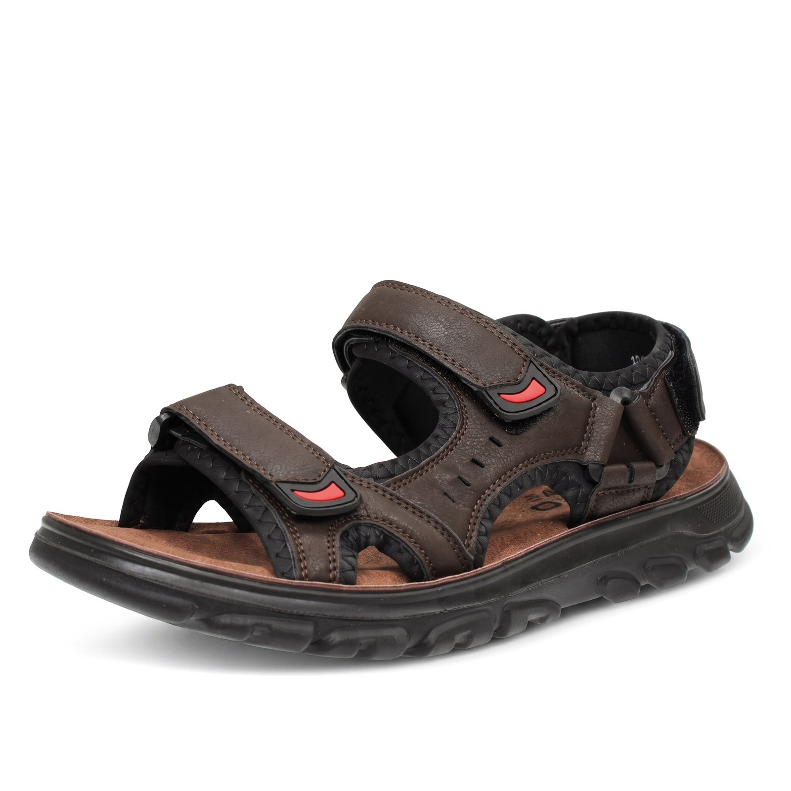 TIGLIO Sandals with triple Velcro straps Man dark brown