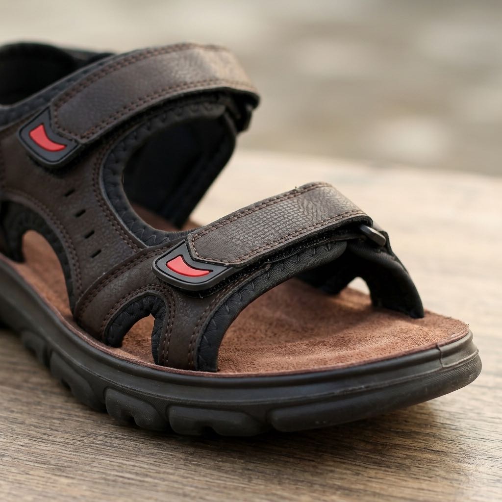 TIGLIO Sandals with triple Velcro straps Man dark brown Photo 5