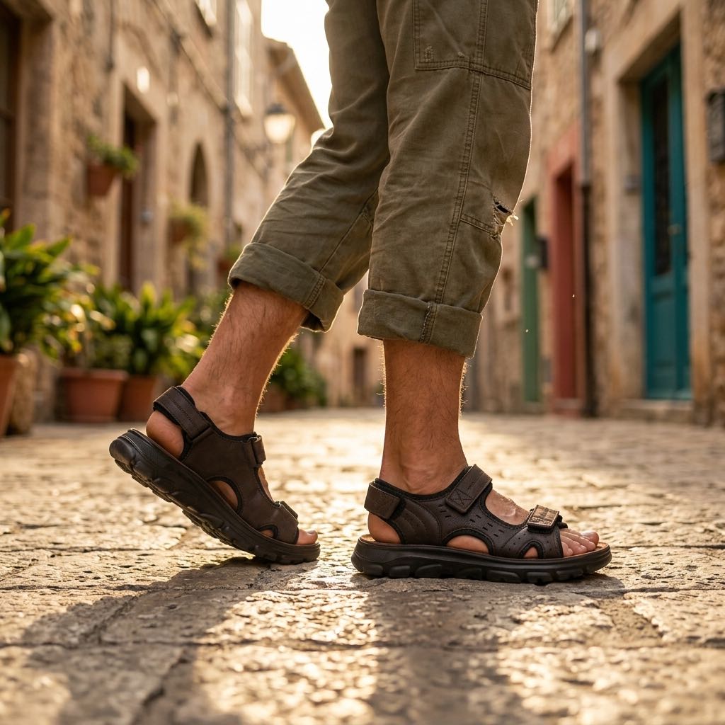 TIGLIO Sandales à triple velcro Homme brun marron Photo 2