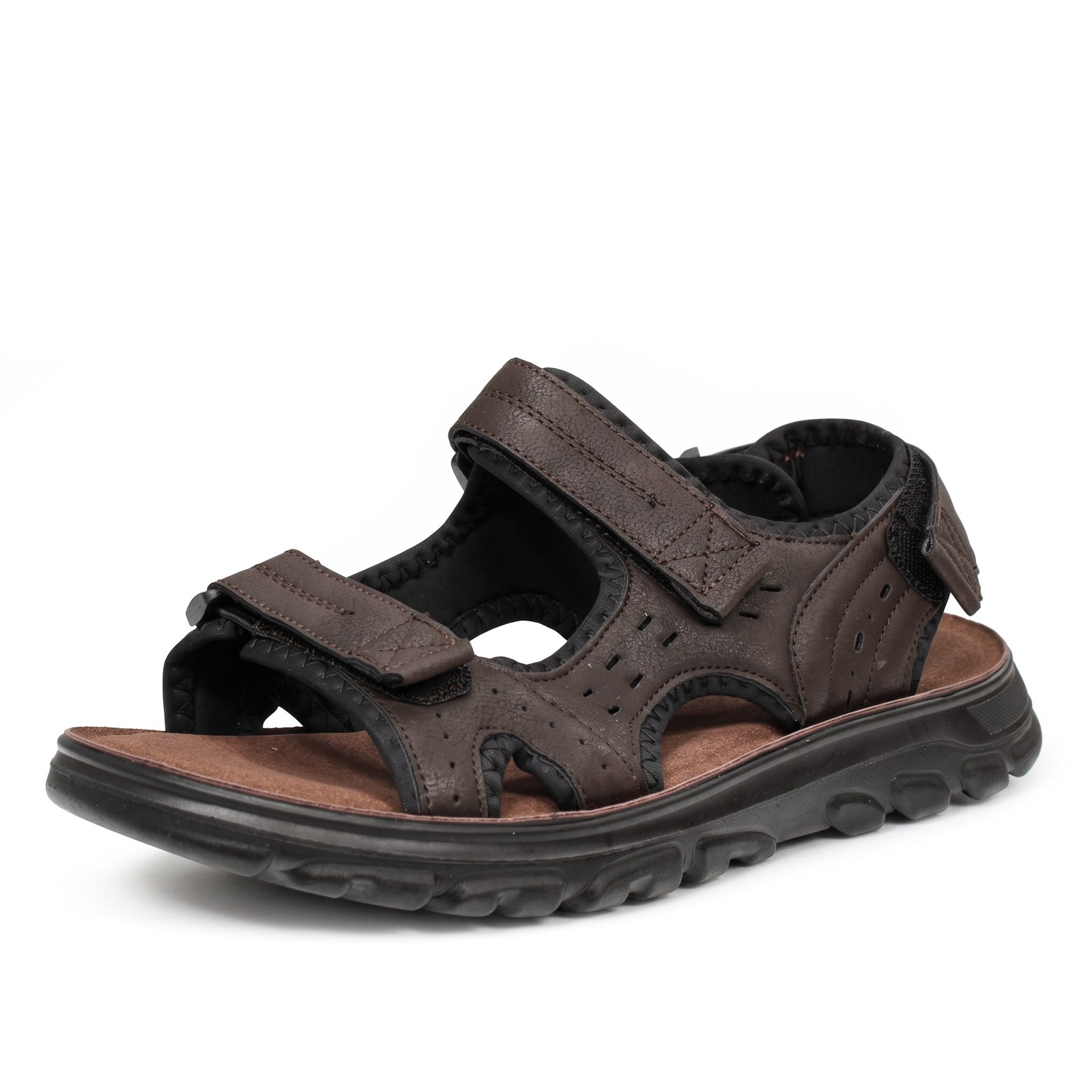 TIGLIO Sandales à triple velcro Homme brun marron Photo 1