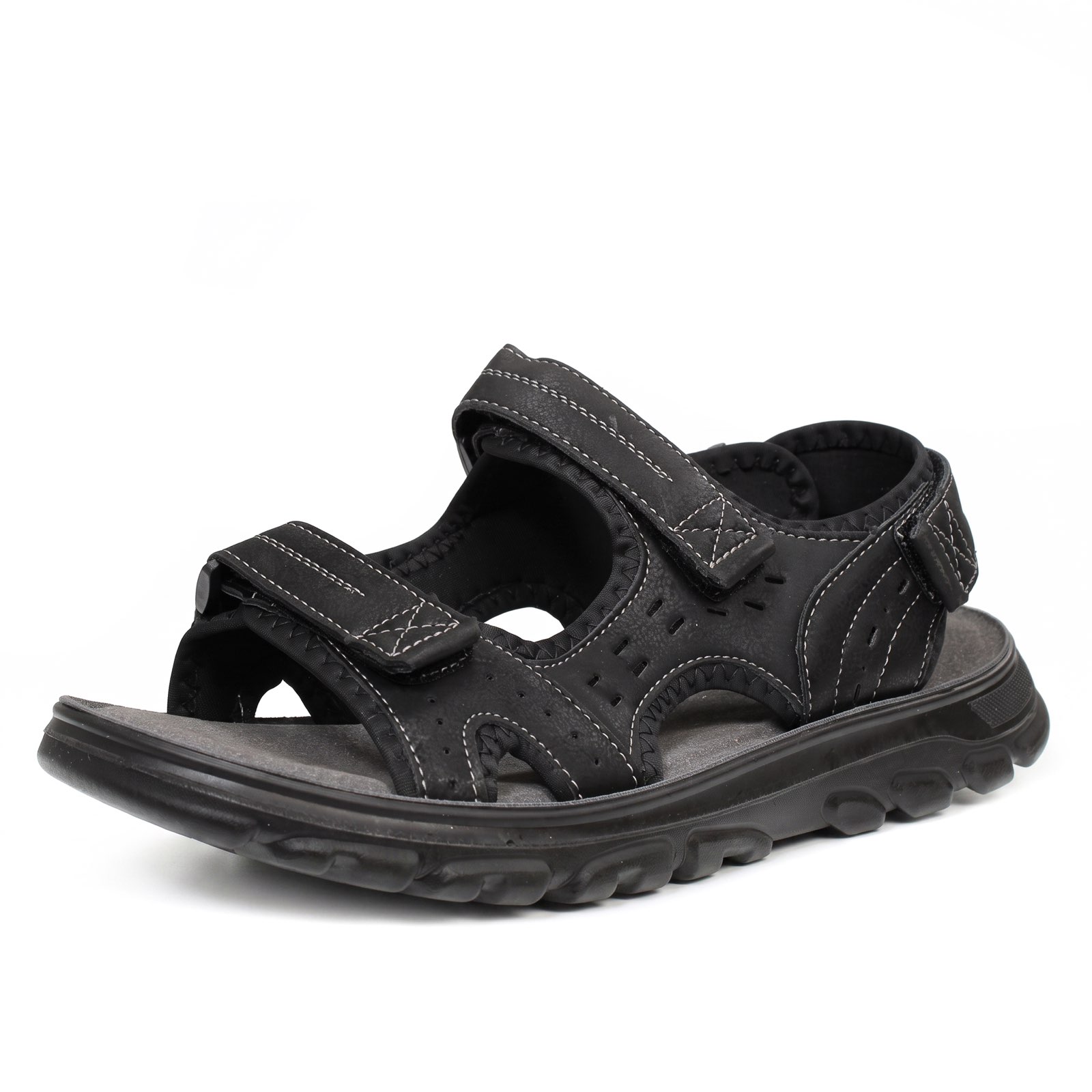 TIGLIO Sandales à triple velcro Homme noir