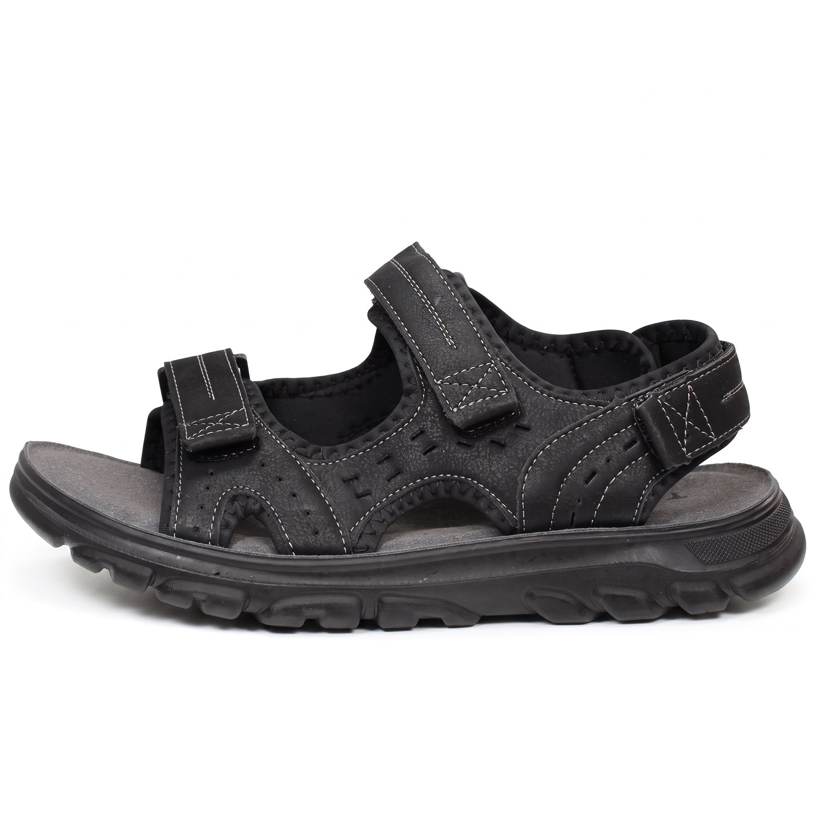 TIGLIO Sandales à triple velcro Homme noir Photo 4